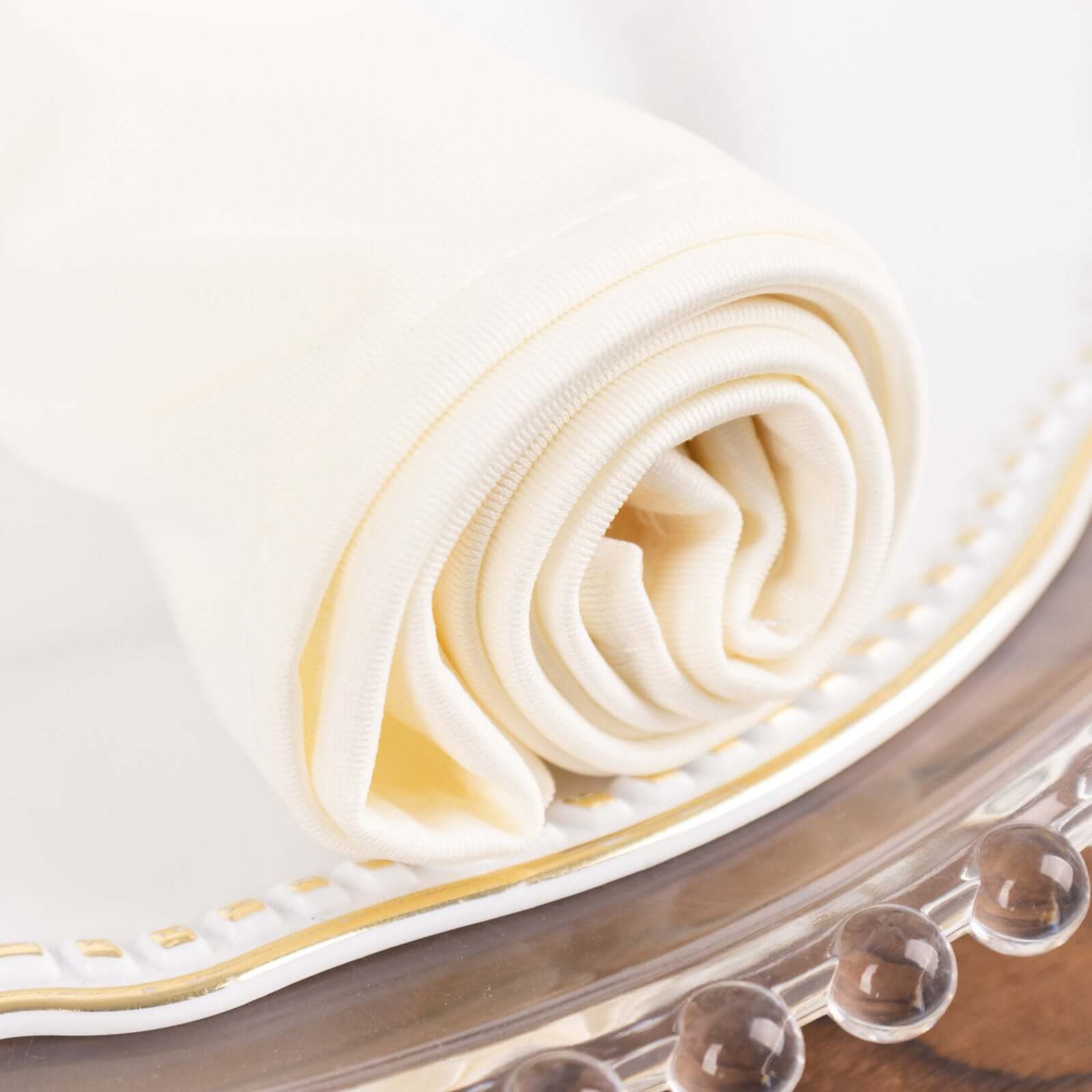 Ivory 20x20 Durable & Reusable Premium Scuba Dinner Napkins - 5 Pack