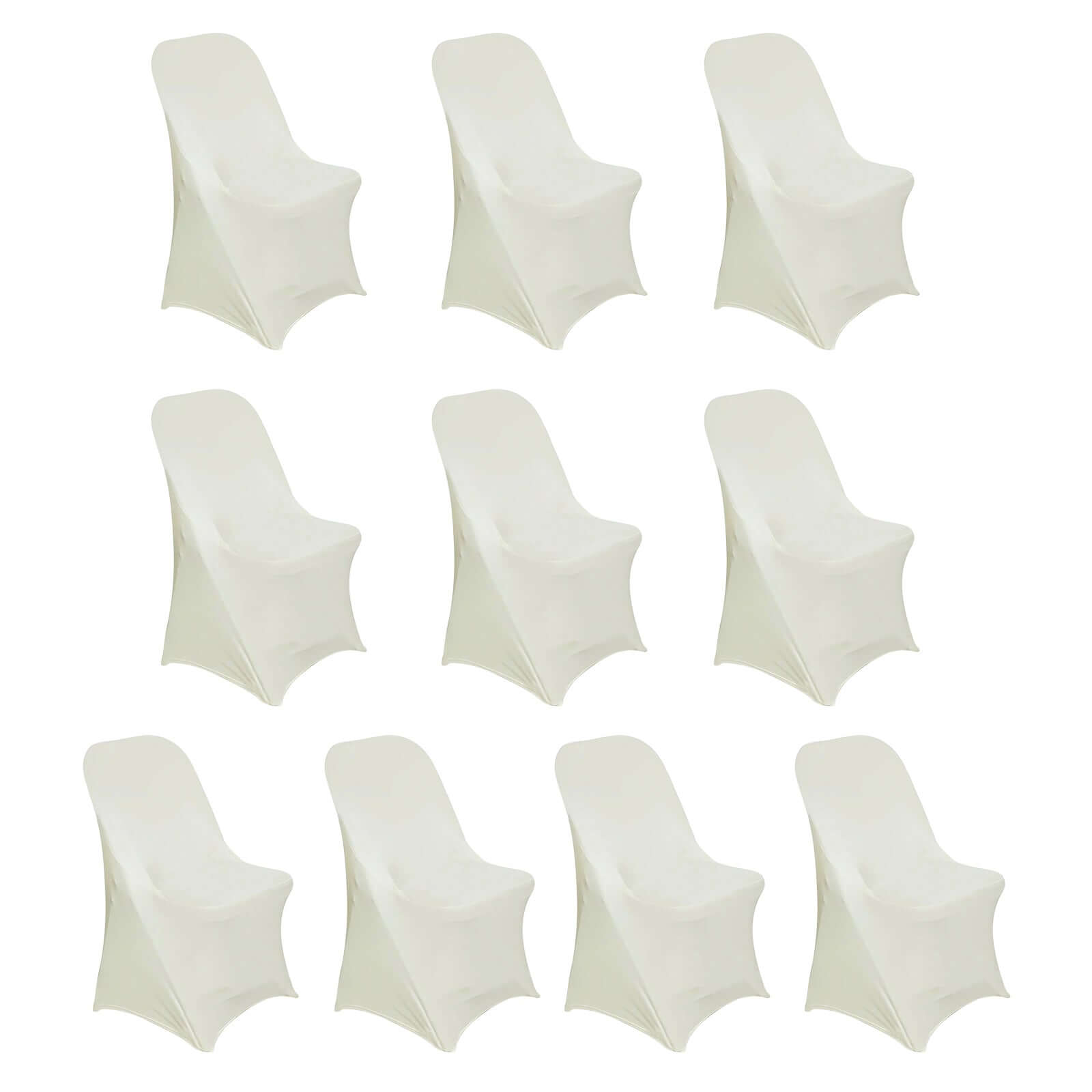 Ivory 10-Pack Durable 160GSM Stretch Spandex Fitted Slipcovers for Folding Chairs
