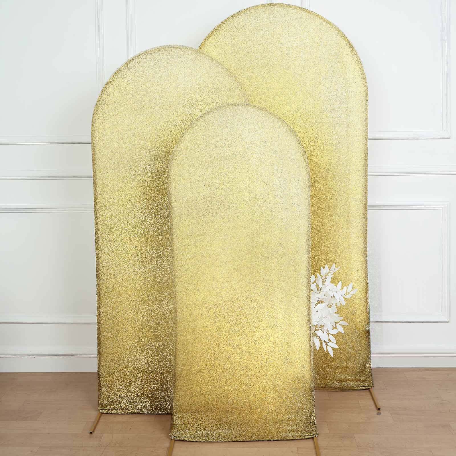 5ft Champagne Shimmer Tinsel Spandex Backdrop Cover for Fitted Round - Top Wedding Arch