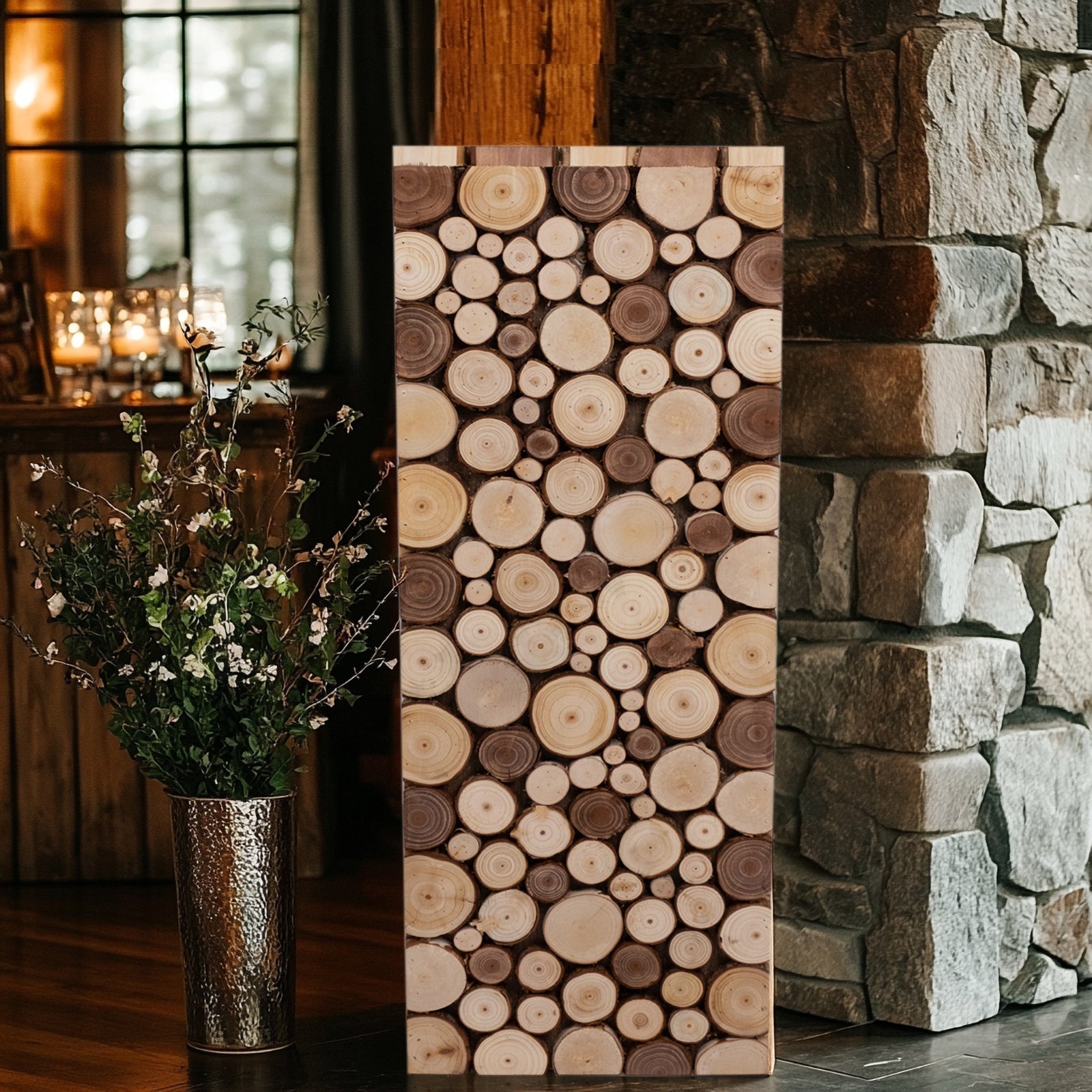 30" Natural Wooden Rectangular Pillar Prop Pedestal Stand for Rustic Farmhouse Decor - Handmade!