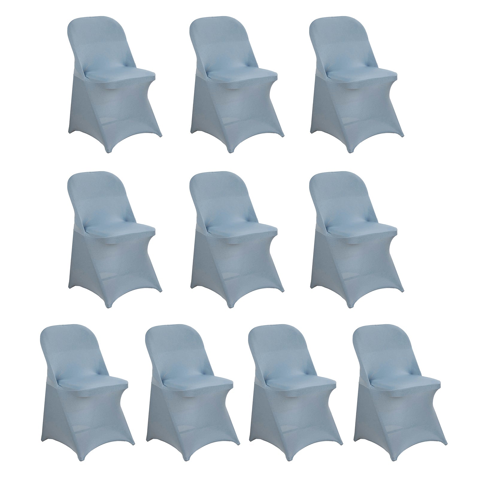 10-Pack Durable Dusty Blue Spandex Chair Covers for Folding Chairs - 160GSM Fitted Slipcovers