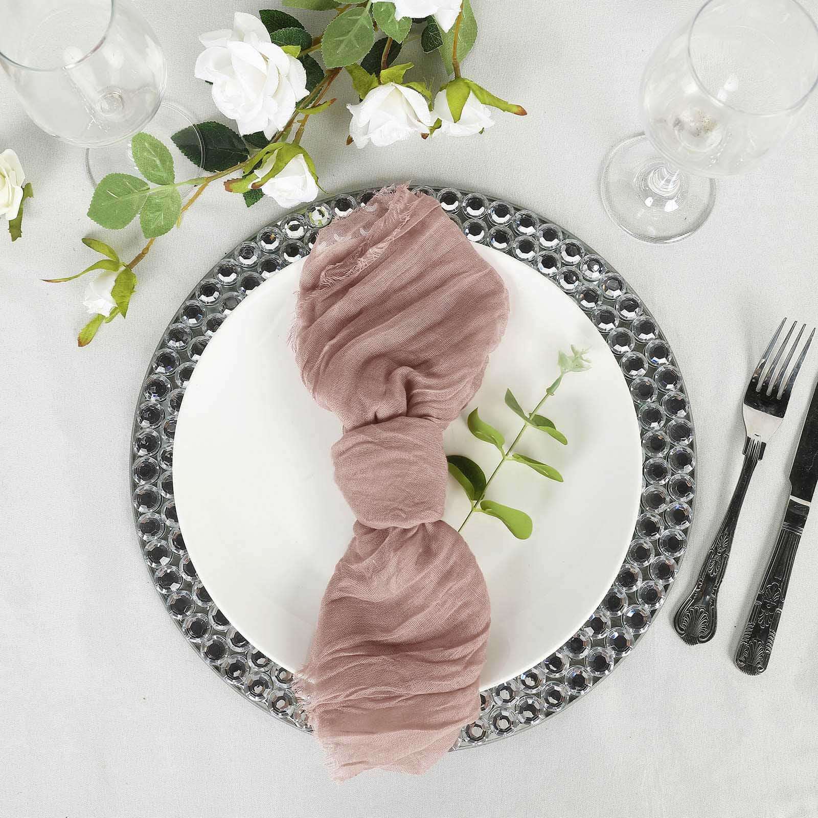 5-Pack Reusable Dusty Rose Gauze Cheesecloth Dinner Napkins - Great Deal!