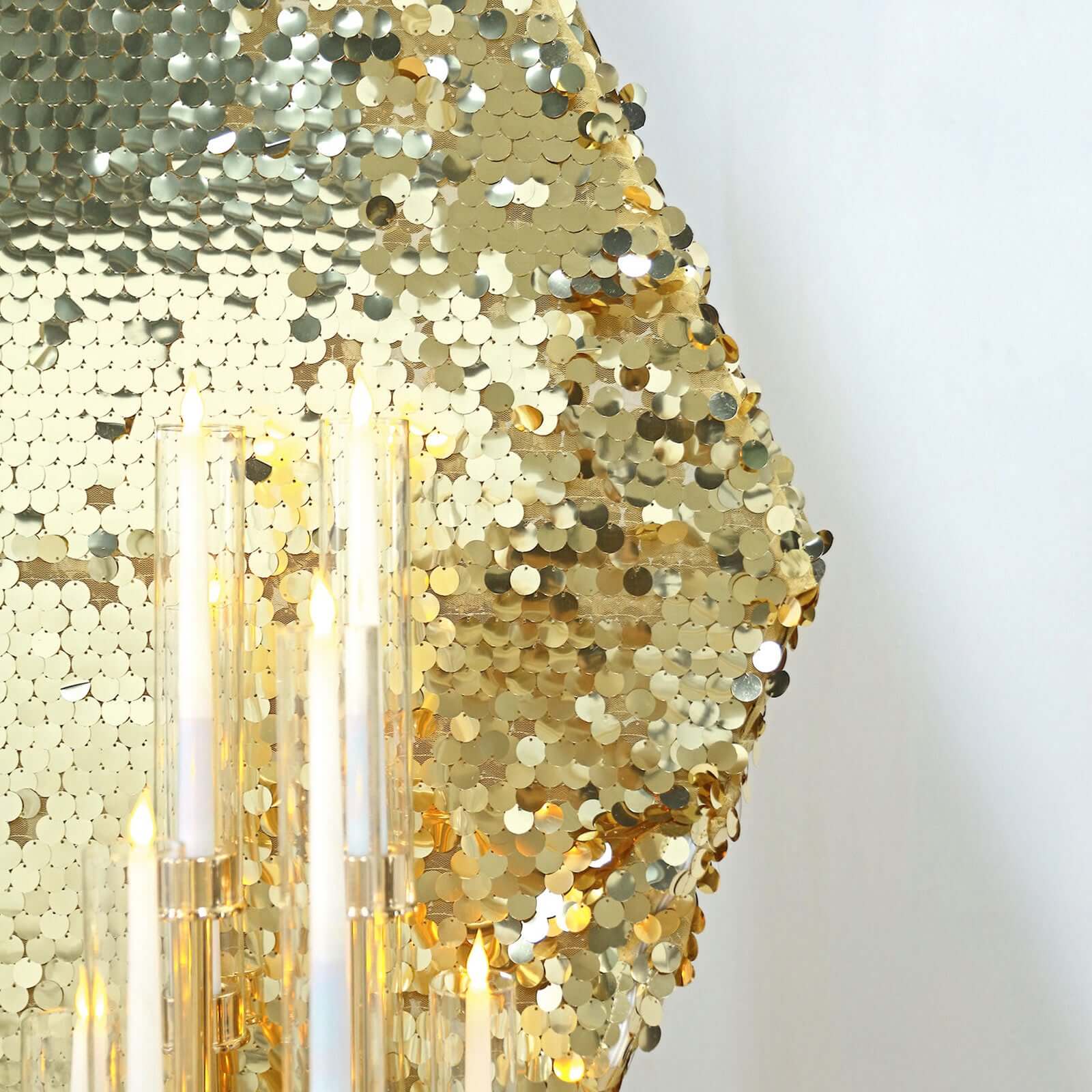 Champagne 8ft x 7ft Sparkly Payette Sequin Hexagon Backdrop Stand Cover