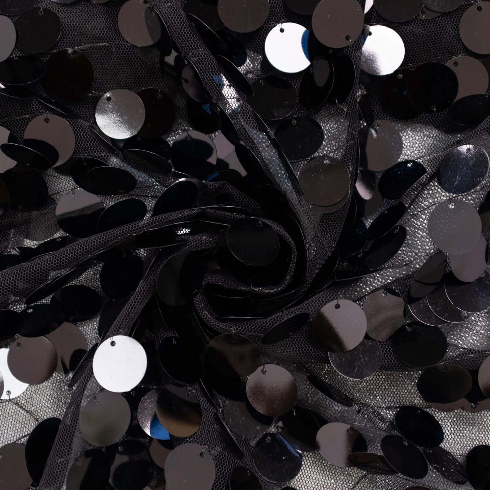 7ft Black Double-Sided Payette Sequin Chiara Cover for Half-Moon Wedding Backdrop Stand