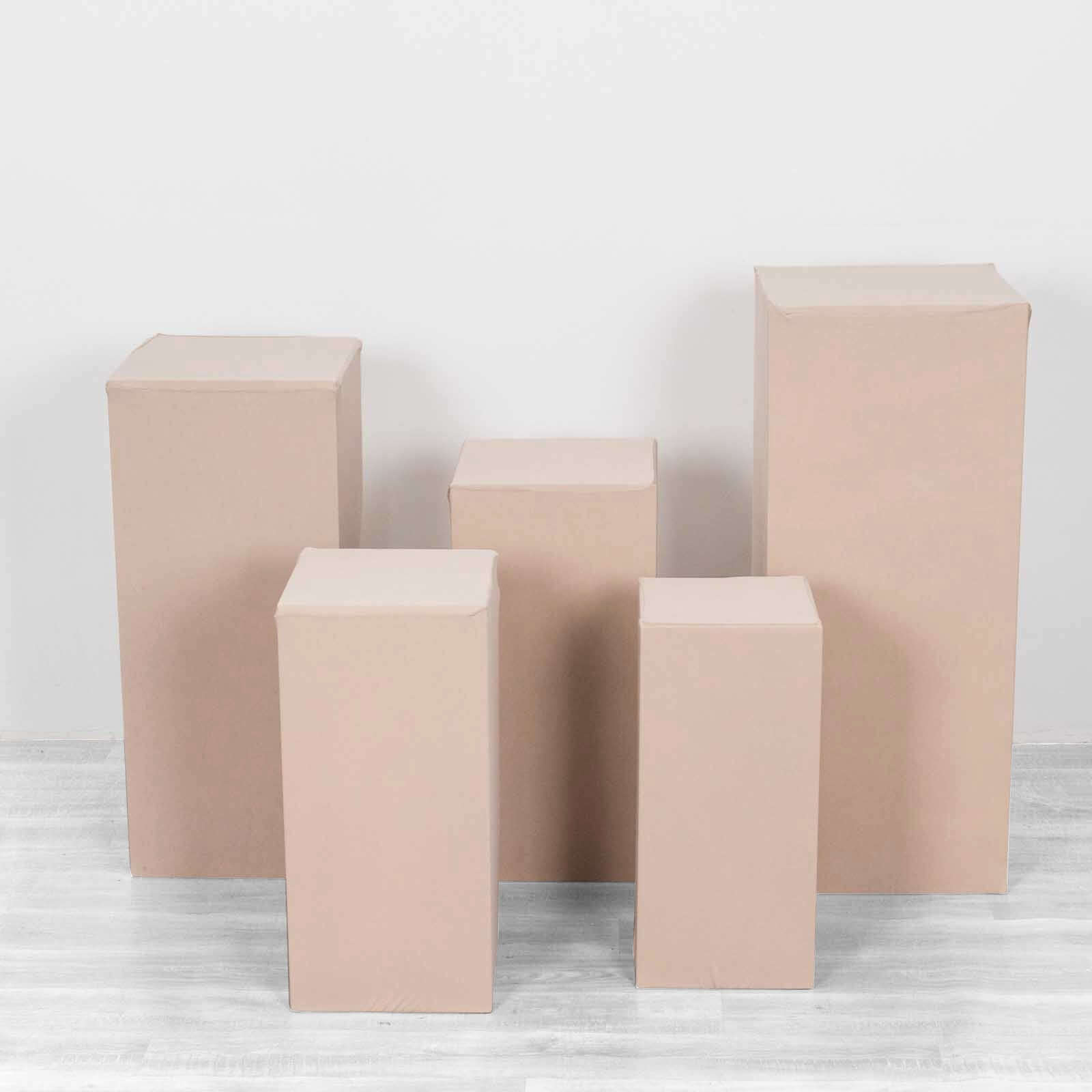 5-Piece Set of Stretchable Nude Spandex Rectangle Pedestal Stand Covers - 160 GSM
