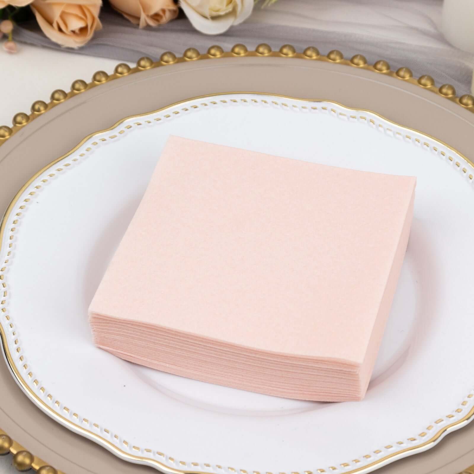 20-Piece Set of Blush 5x5 Airlaid Napkins - Soft, Absorbent & Linen-Like