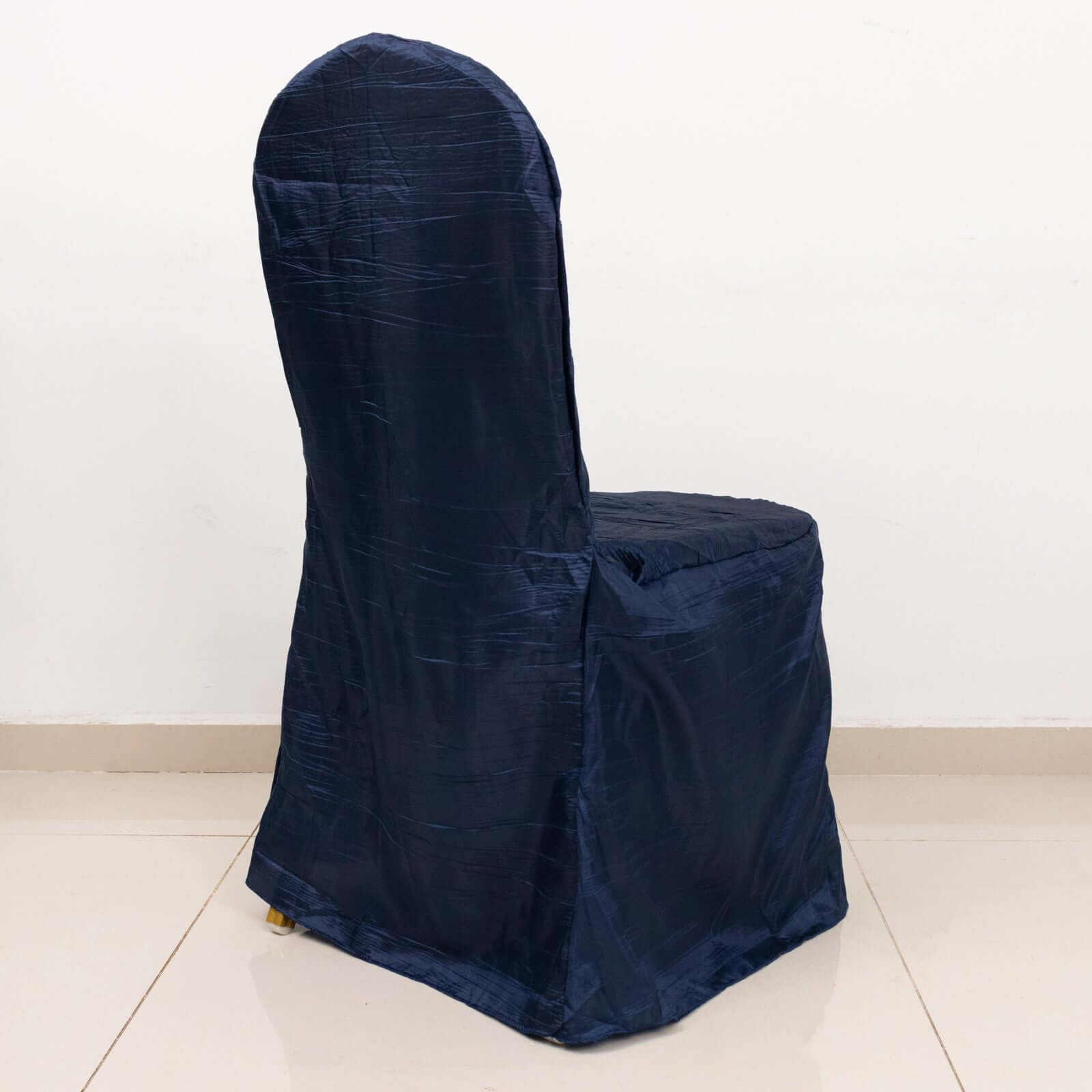 Navy Blue Reusable Crinkle Crushed Taffeta Slipcover for Banquet Chairs - Great Value!