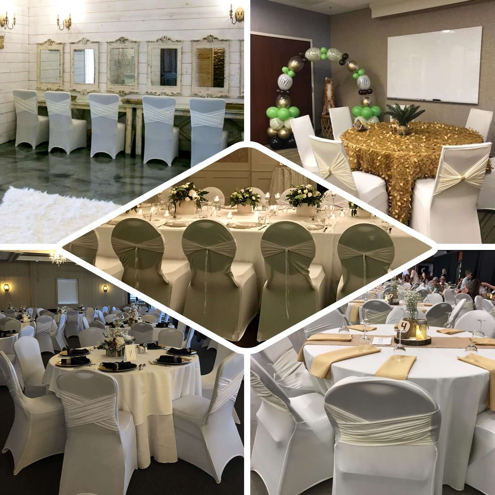 Black Spandex Chair Cover in Madrid Style - 180GSM Stretch Slipcover for Banquet Chairs
