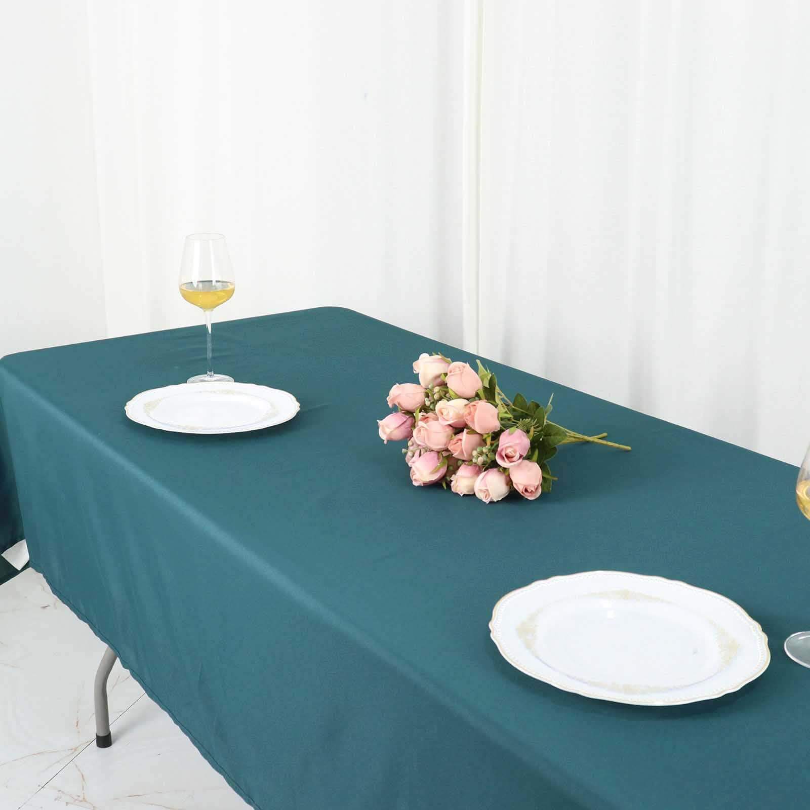 Super Durable and Stylish Polyester Rectangle Tablecloth in Peacock Teal - 60x102