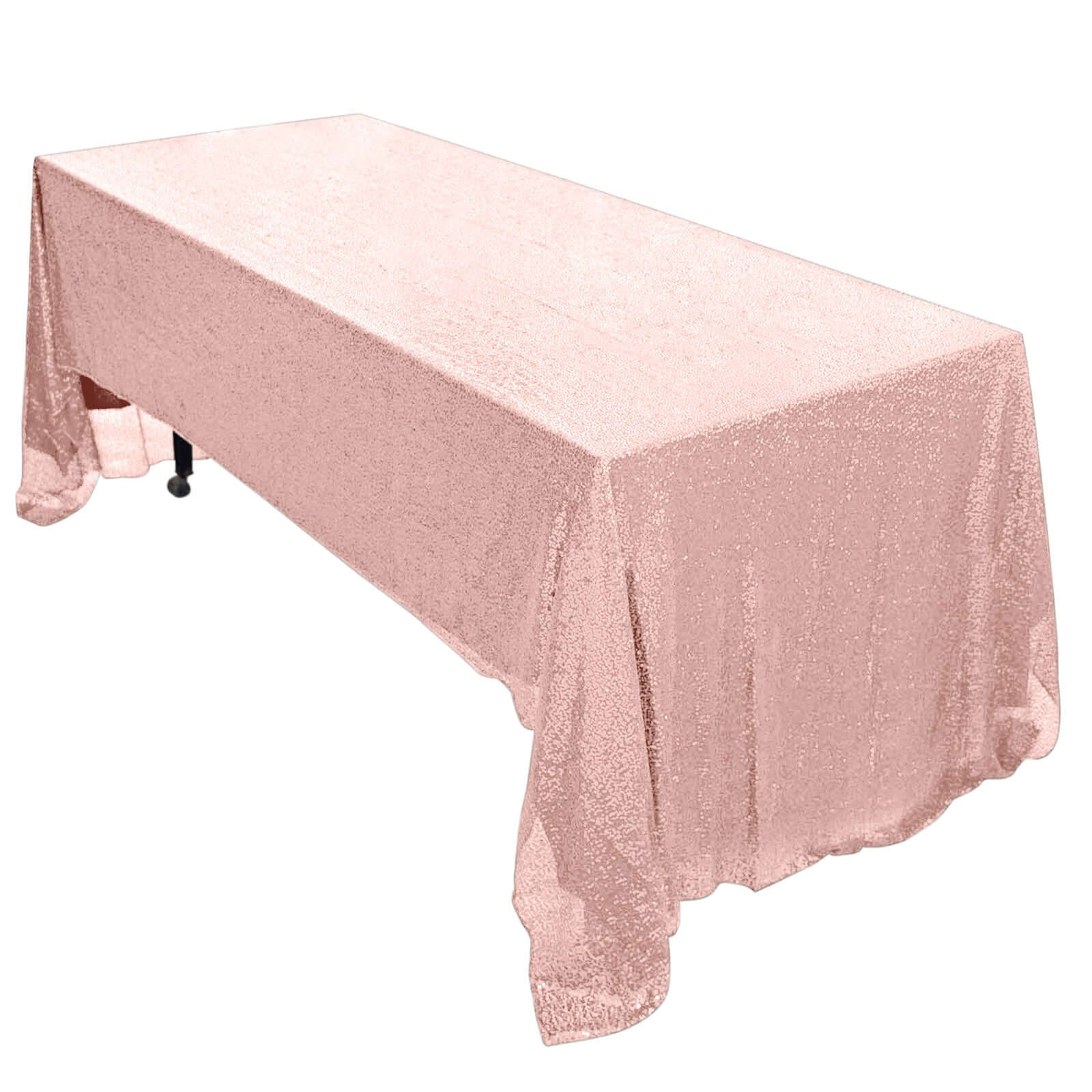 Rose Gold Glittering Sequin Rectangle Tablecloth, 60x126 Size