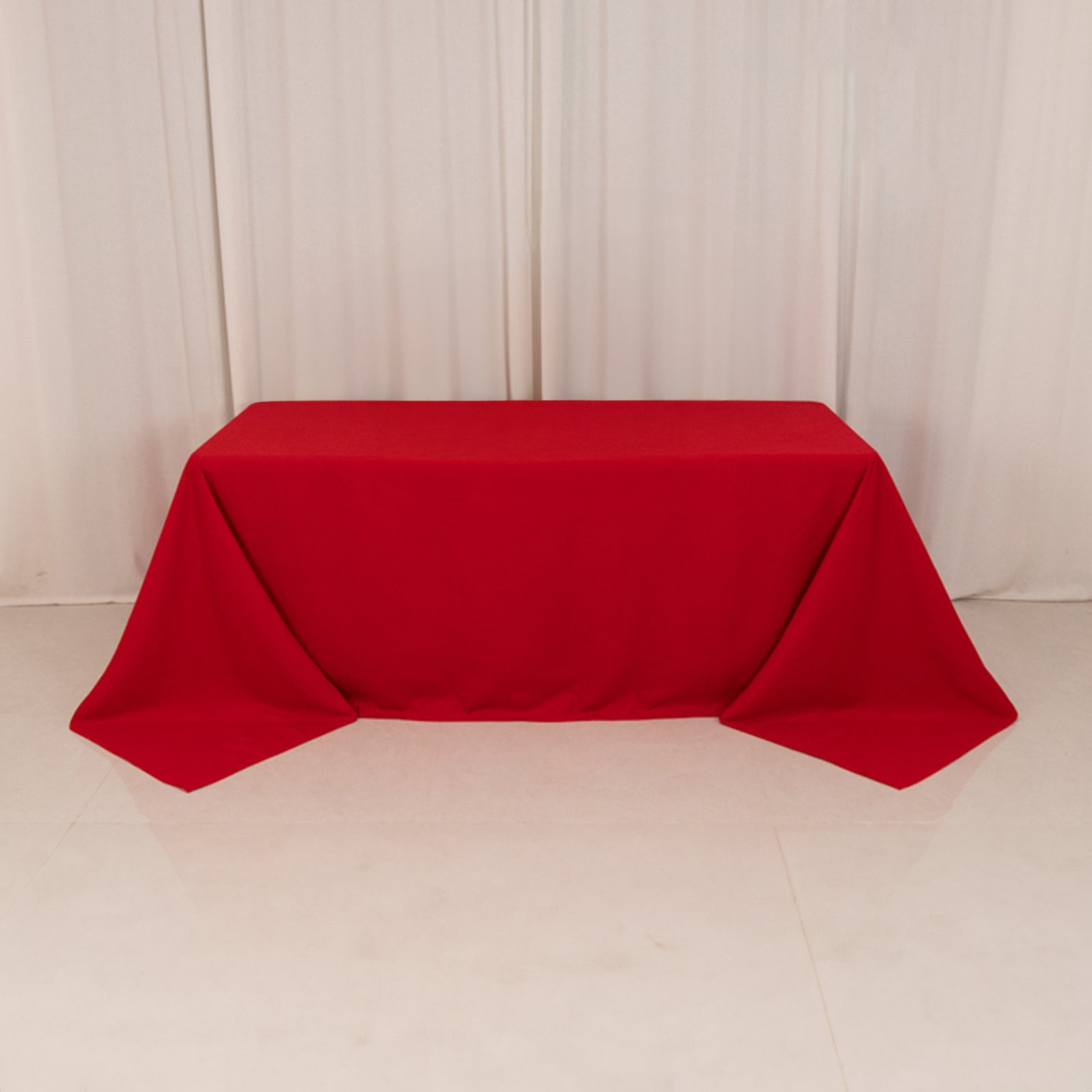 Red Seamless Wrinkle-Resistant 90x132 Cotton Blend Rectangle Tablecloth
