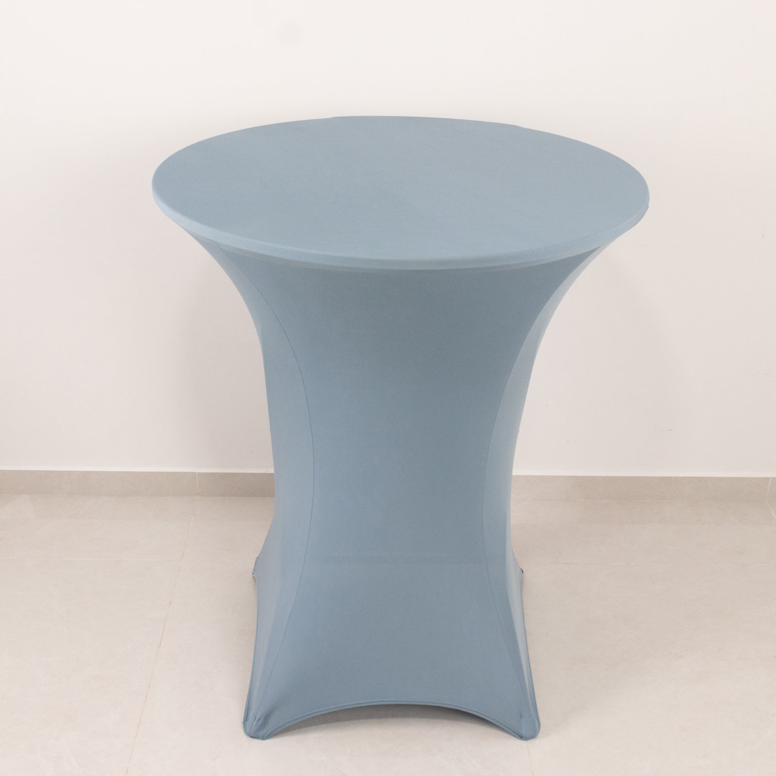 Dusty Blue Spandex Stretch Fitted Cocktail Table Cover - 33 - 36 Inches, Easy to Maintain