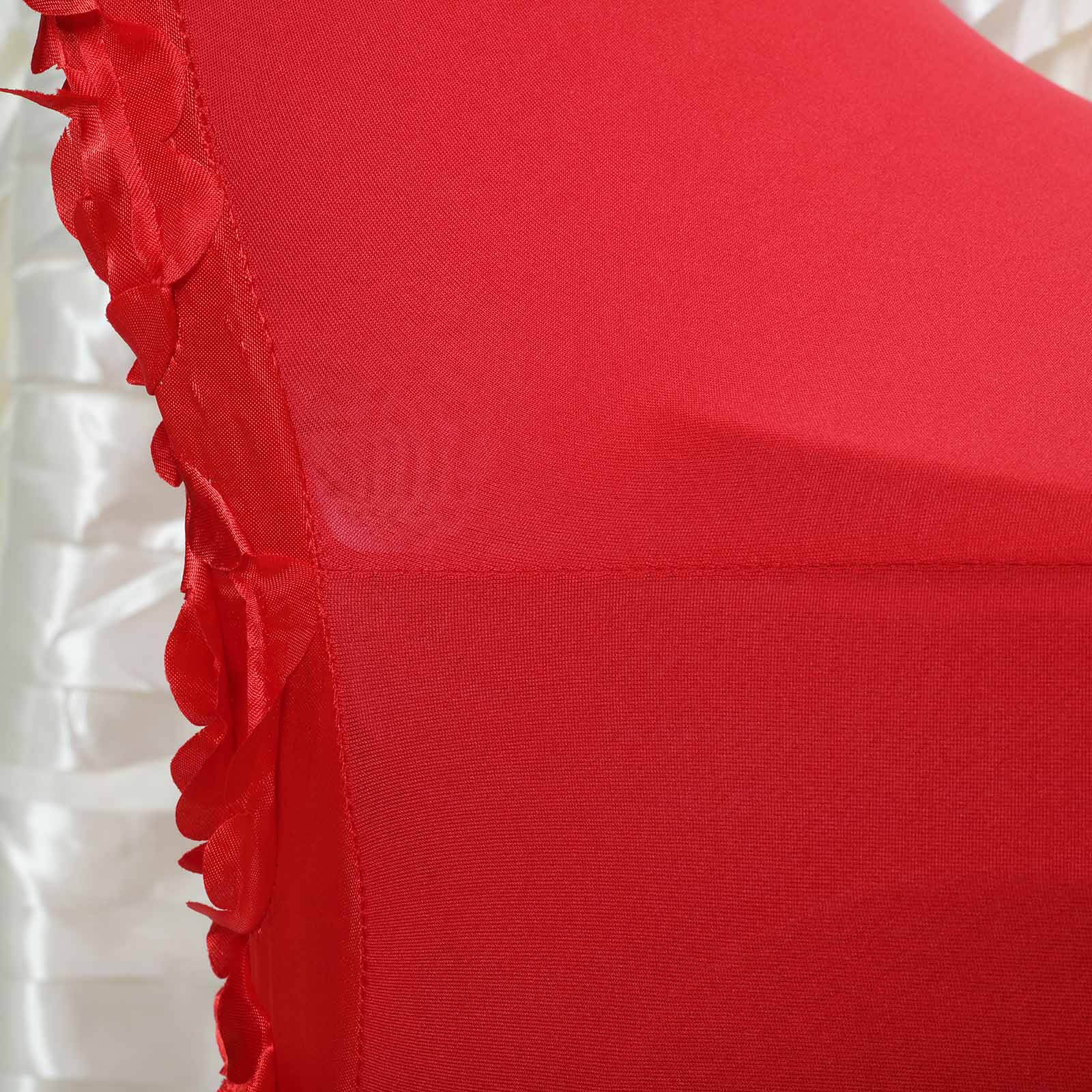 Red Satin Rosette Stretch Slip-On Cover for Banquet Chairs - Great Value!