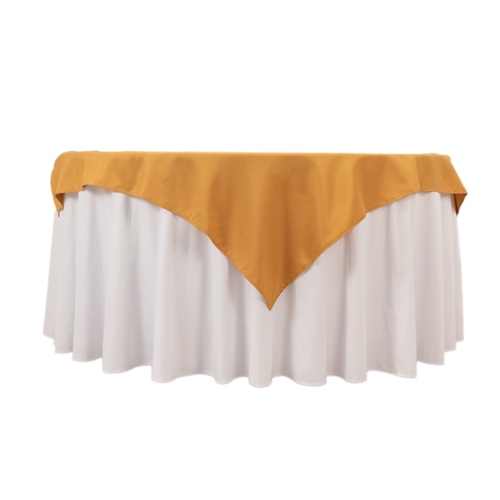 Exclusive Gold 54x54 Polyester Square Table Overlay - Stain & Wrinkle Resistant for Weddings & Events