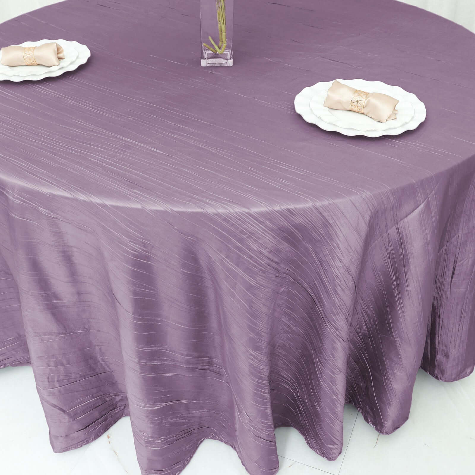 Seamless Violet Amethyst Crinkle Taffeta 120 Round Tablecloth - Perfect for Events