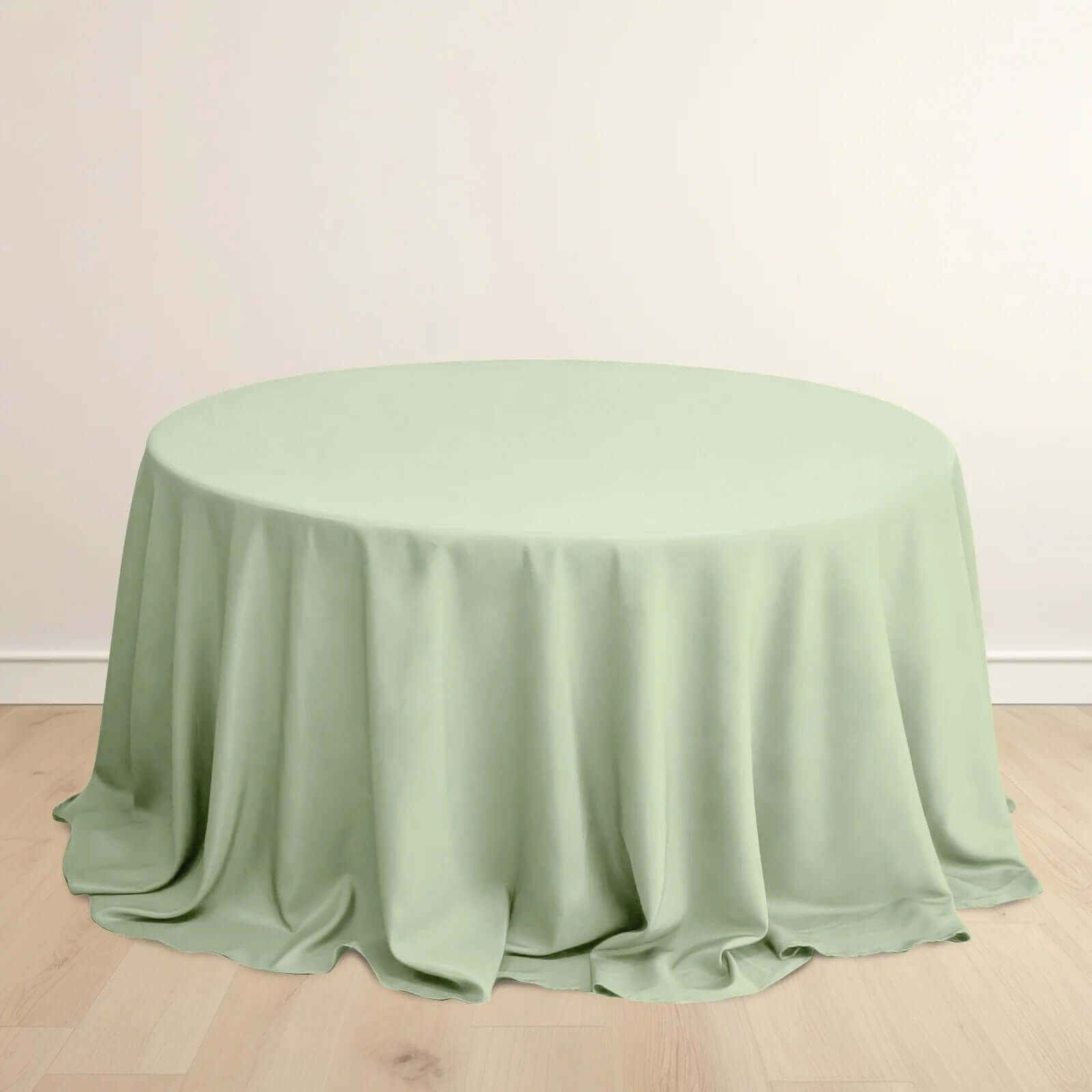 Exclusive Sage Green 132' Round Scuba Polyester Tablecloth - Wrinkle & Stain Free