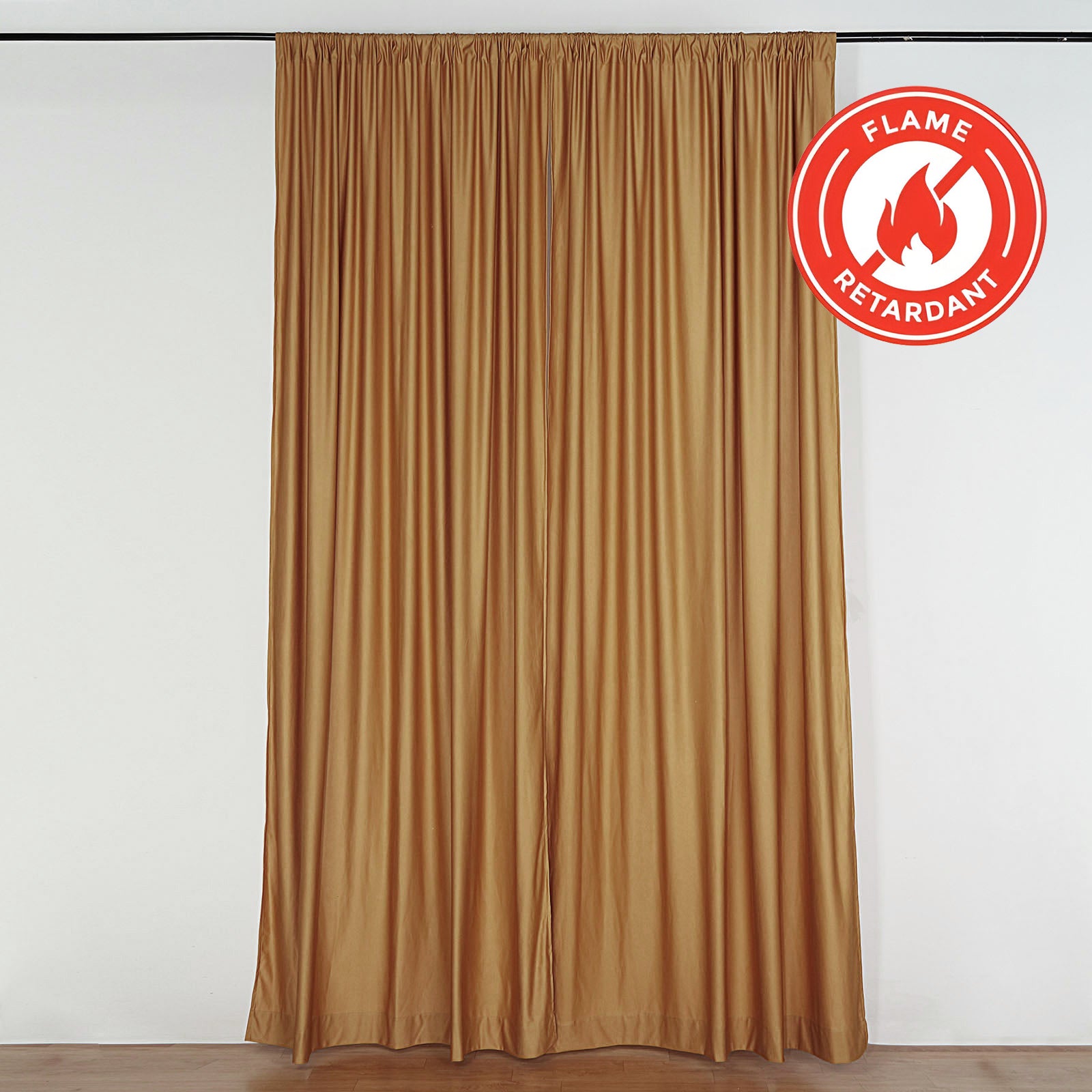 Hot Sale! 2 Pack 10ftx10ft Gold Scuba Polyester Flame - Resistant Wrinkle - Free Event Backdrop Curtains