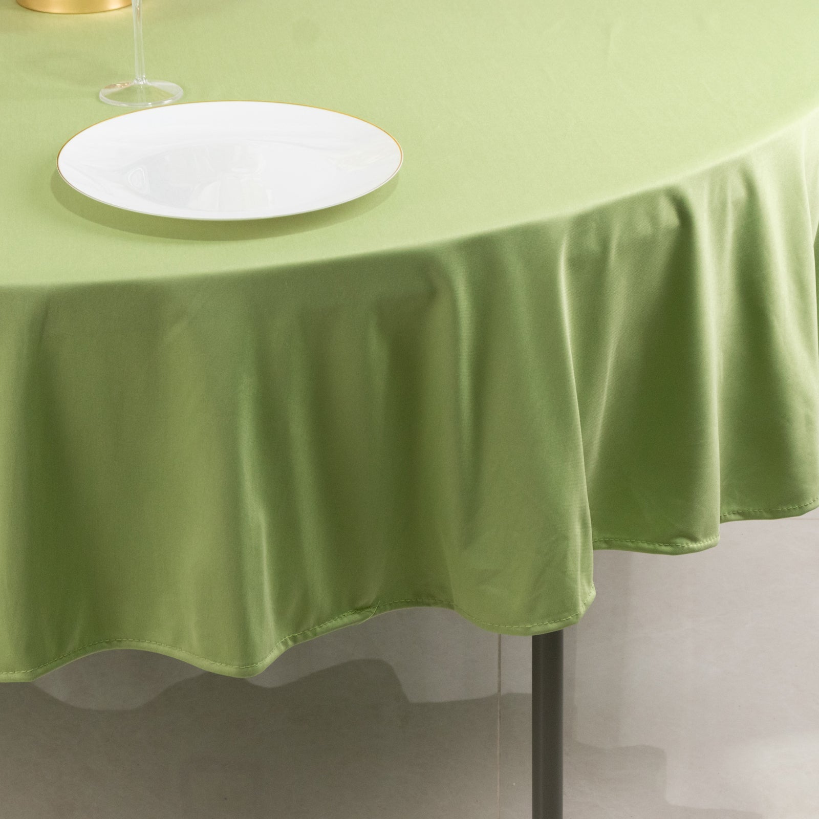 Exclusive Sage Green 90' Round Scuba Tablecloth - Wrinkle & Stain Resistant