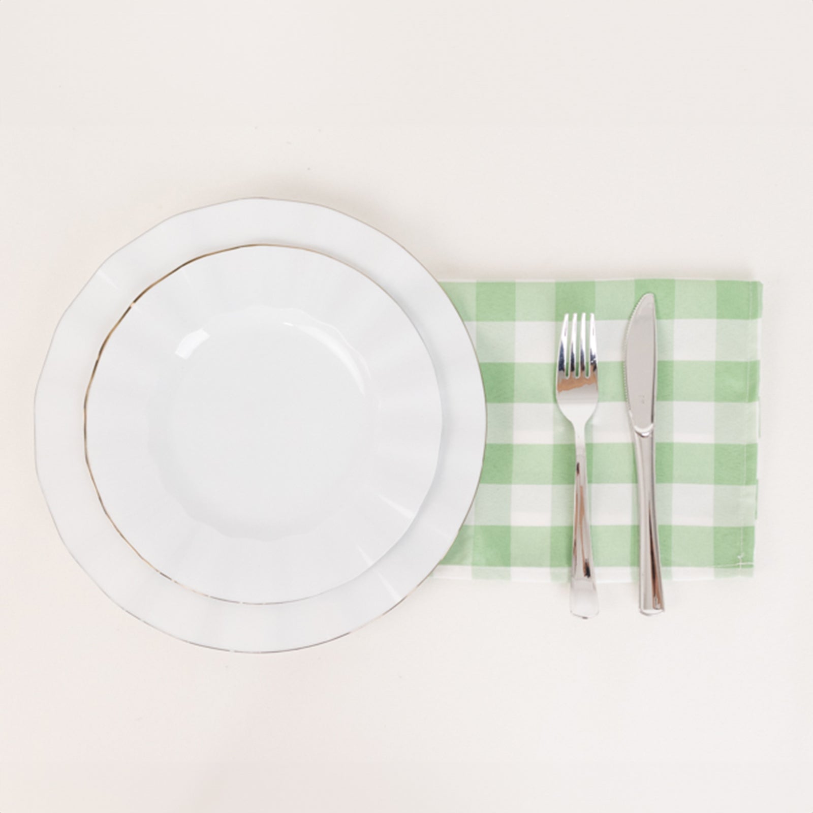5-Pack Polyester 15x15 Square Napkins in Sage Green/White Buffalo Plaid - Ideal for Events