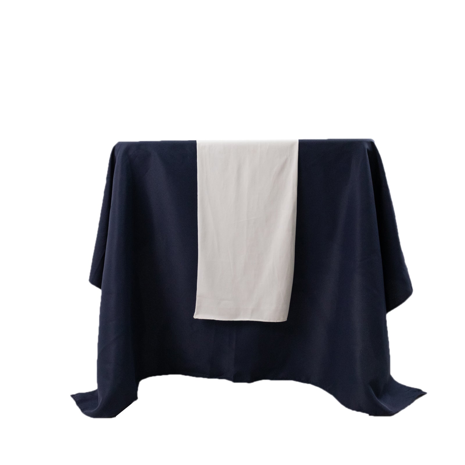 Premium Wrinkle-Free White Scuba Polyester Table Runner (12x108) for Events & Weddings