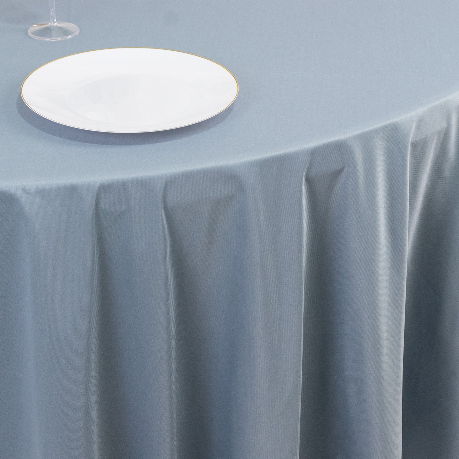 Exclusive Dusty Blue 108' Scuba Round Tablecloth - Wrinkle & Stain Free