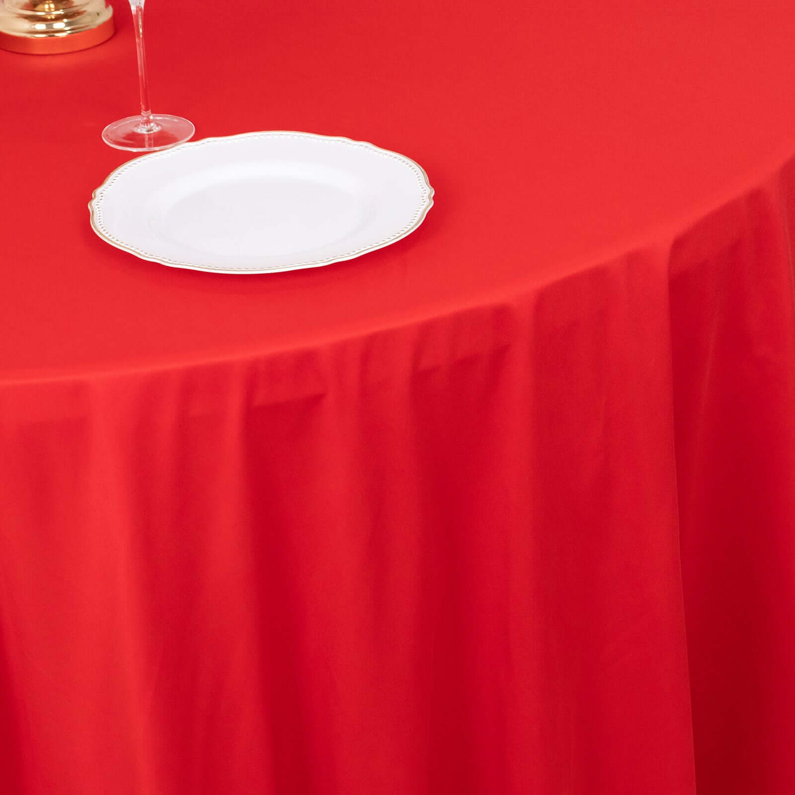 Red Premium Scuba 120-Inch Round Tablecloth - Wrinkle & Stain Resistant