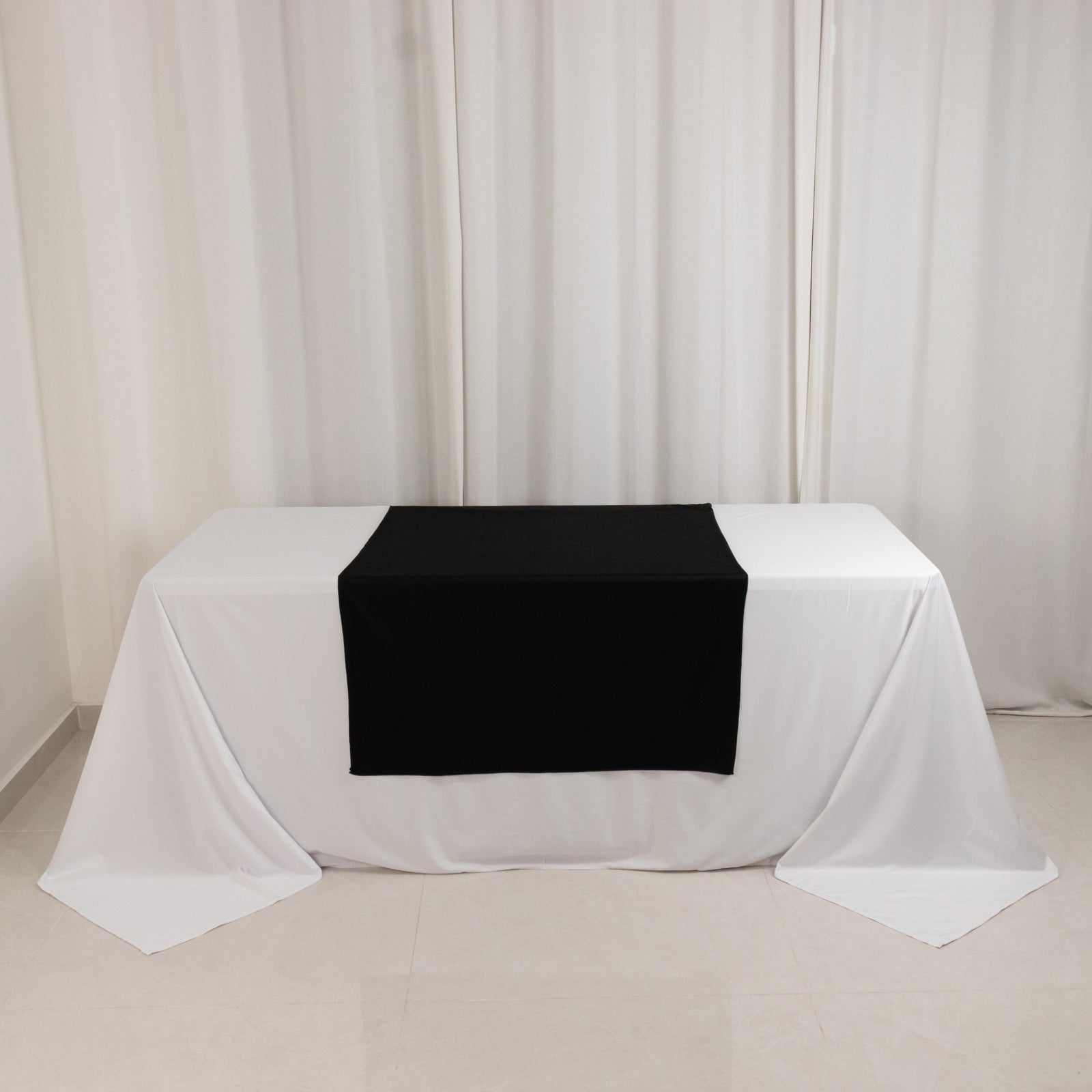 Black Durable Polyester 36x72 Table Runner for Trade Shows