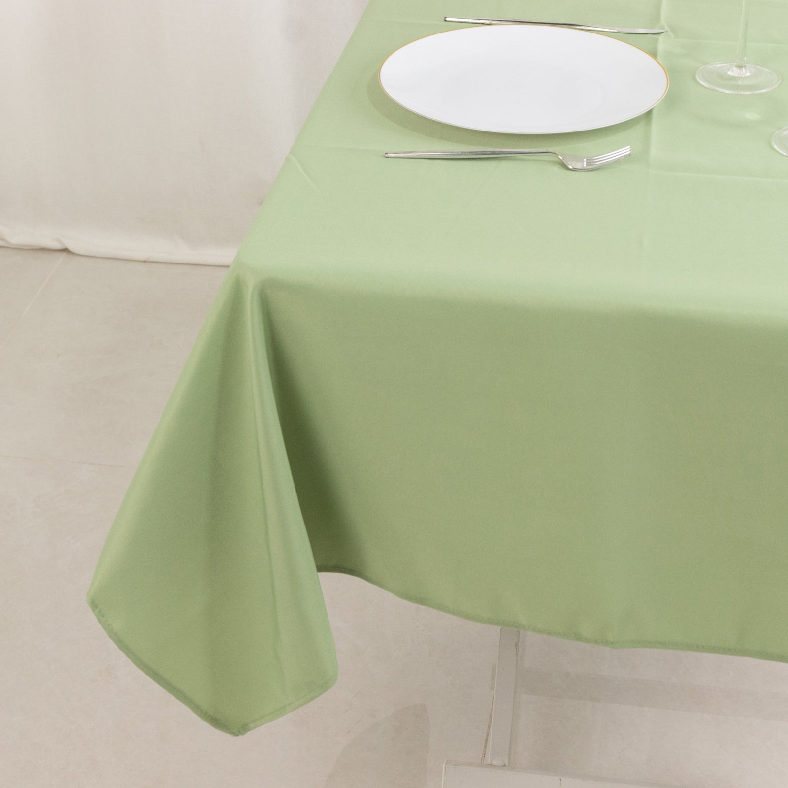 Hot Sale! 54x54 Sage Green Premium Polyester Square Table Overlay - Stain & Wrinkle Resistant 220GSM Table Topper