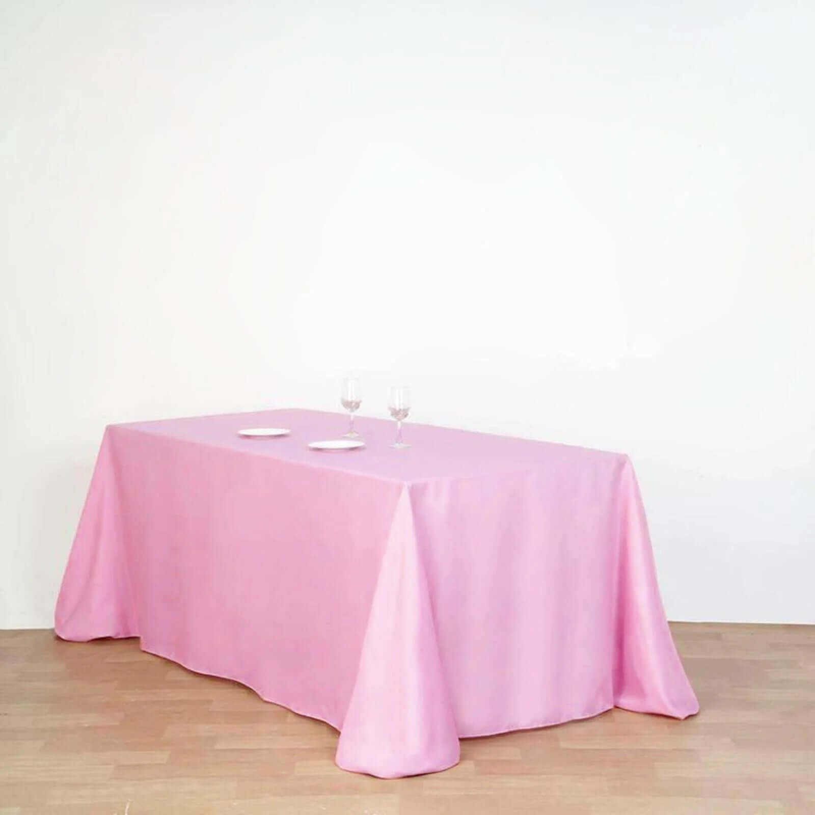 Pink Seamless Wrinkle-Resistant 90x132 Polyester Rectangle Tablecloth