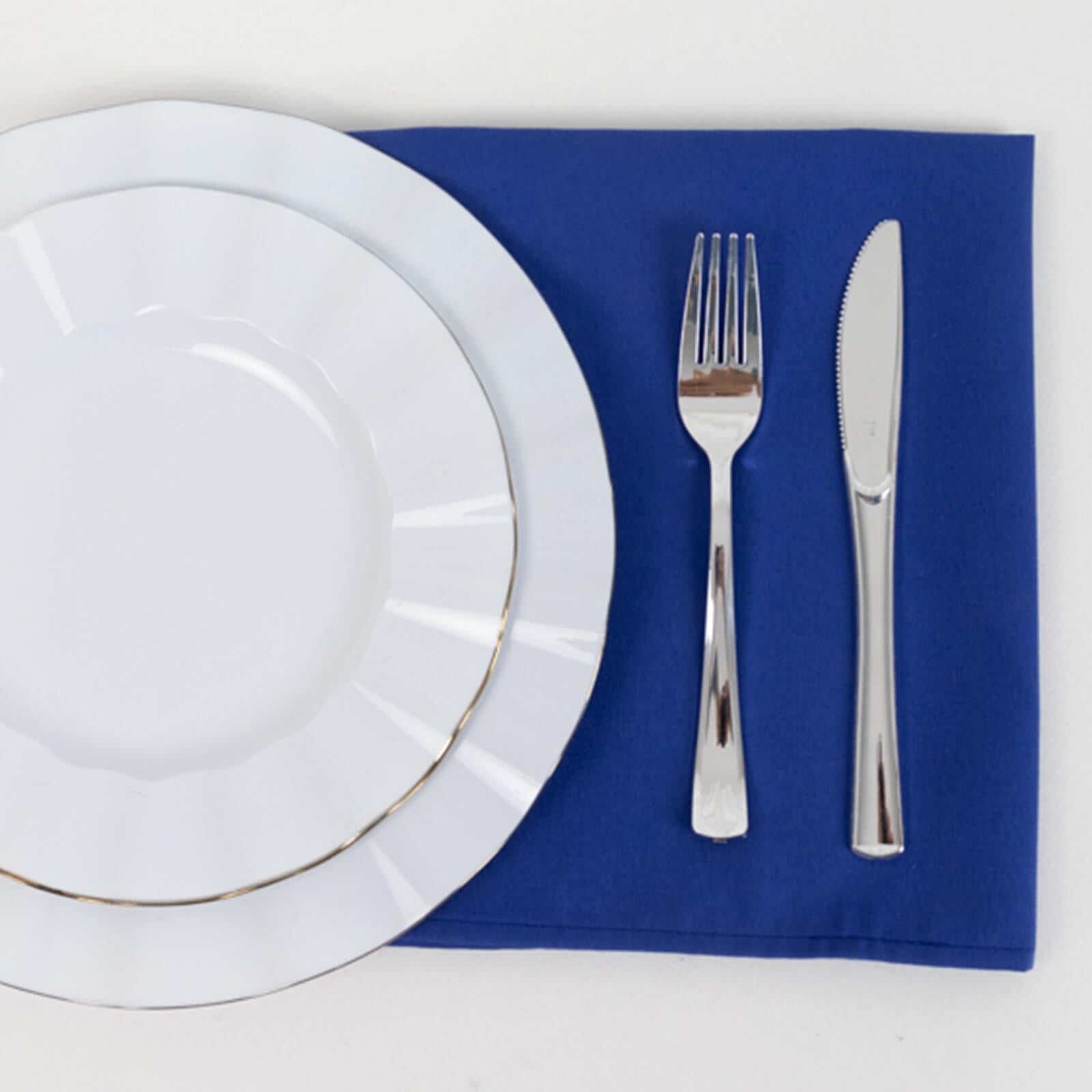 Great Deal! 5-Piece Set of 20x20 Royal Blue Cotton Blend Dinner Napkins - Wrinkle-Free and Washable