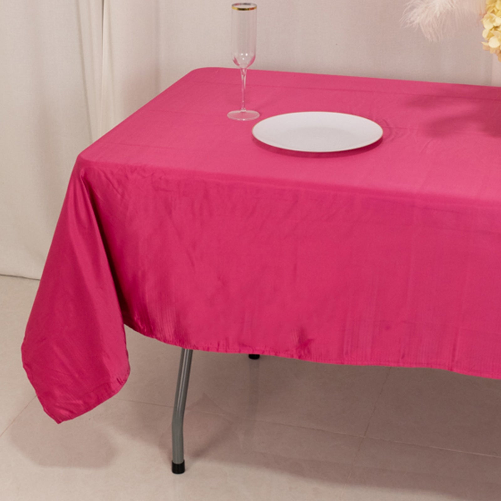 Exclusive Fuchsia Lamour Satin Rectangle Tablecloth - 60x102, Durable & Silky Soft