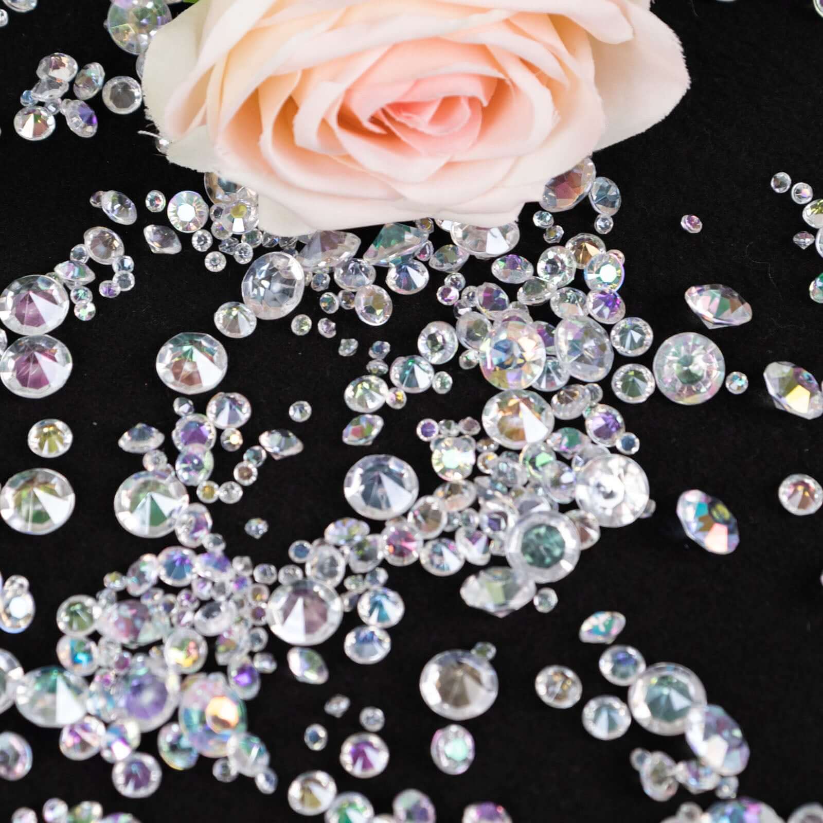 Get 4000 Pcs Iridescent Acrylic Diamond Beads - Ideal for Wedding Decor & DIY, 3mm, 6mm, 10mm Sizes