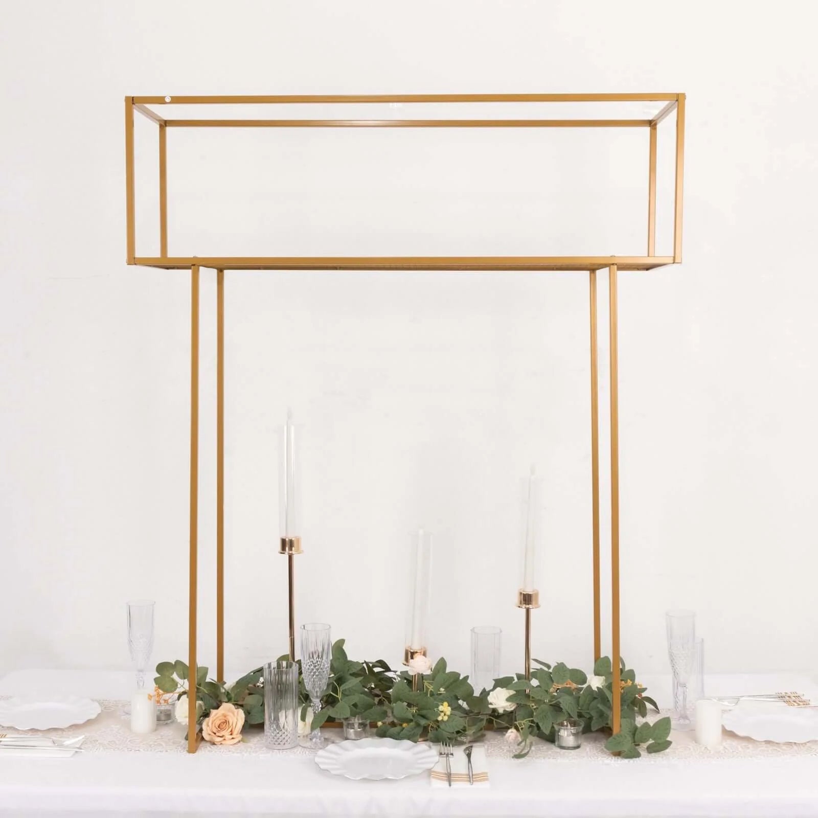Heavy Duty Gold Metal Rectangular Tall Floral Display Rack - 48 Inches