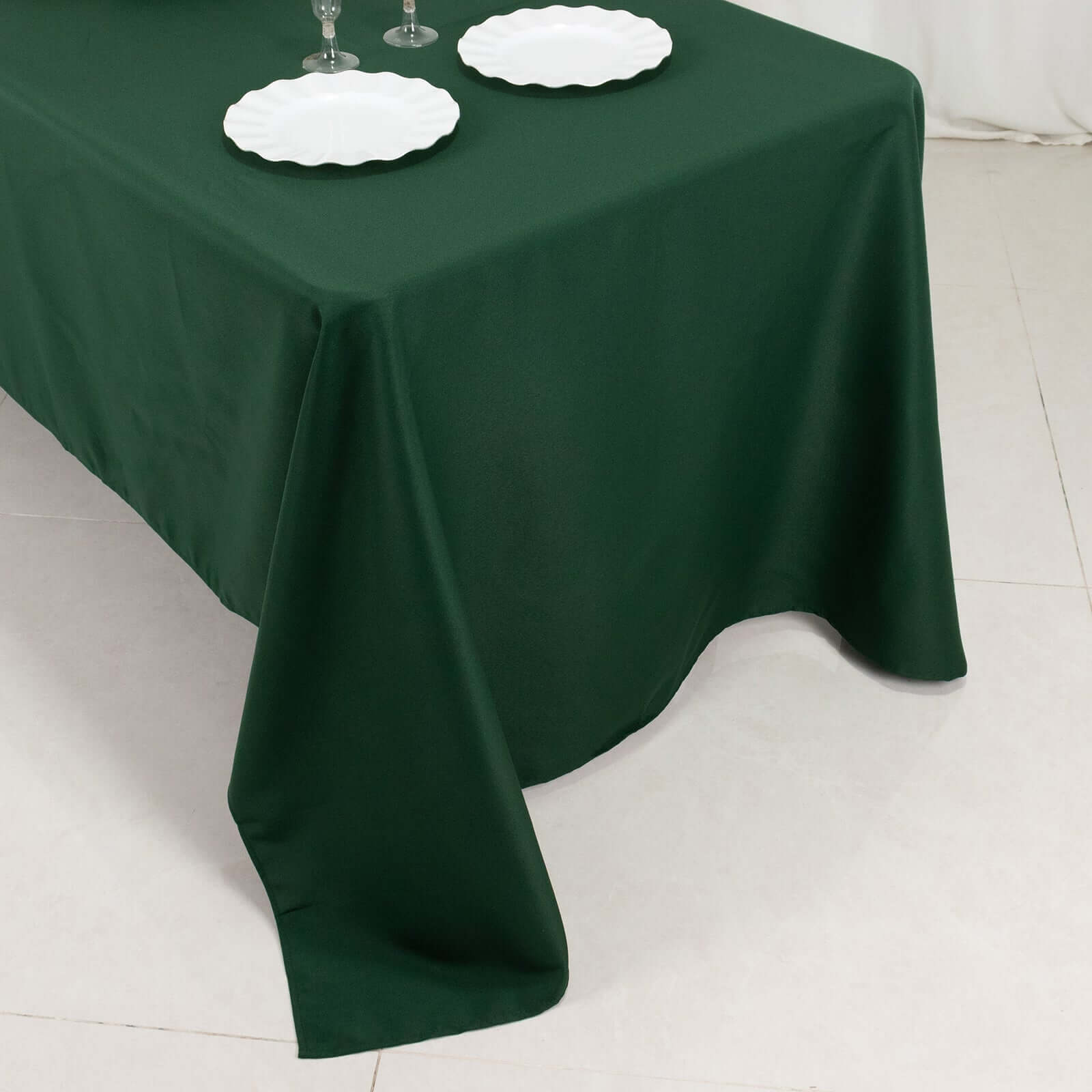 Hot Deal! Stain-Resistant 220GSM Hunter Emerald Green Polyester 60x126 Rectangle Tablecloth