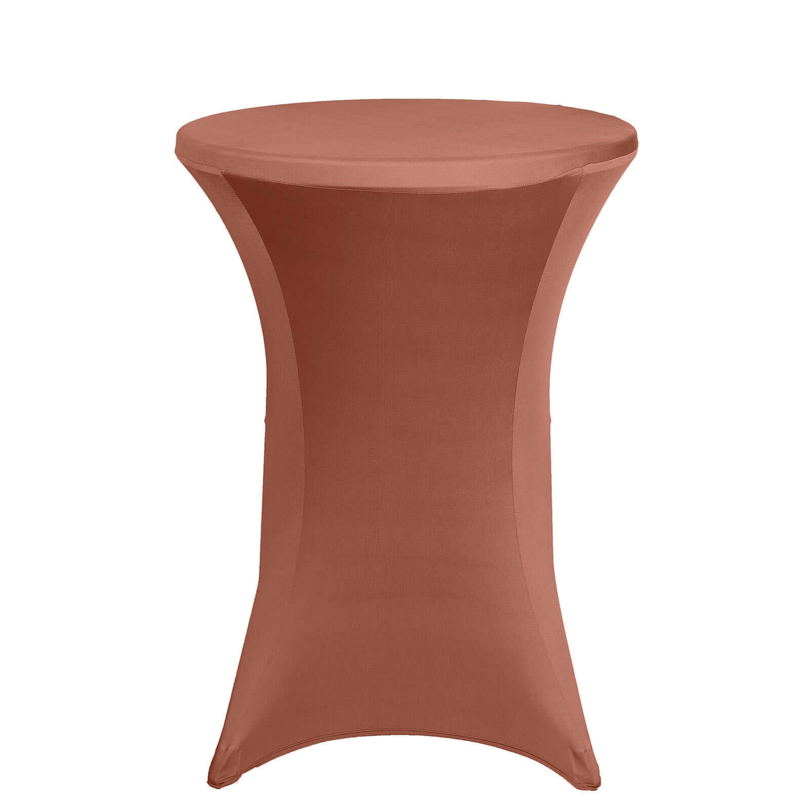 Affordable Stretch Fitted Spandex Cocktail Table Cover in Terracotta (Rust) for 24-32