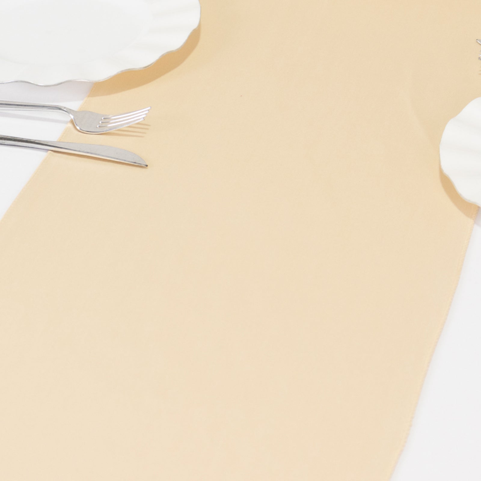 Exclusive Premium Beige Scuba Polyester 12x108 Wrinkle-Free Table Runner for Events