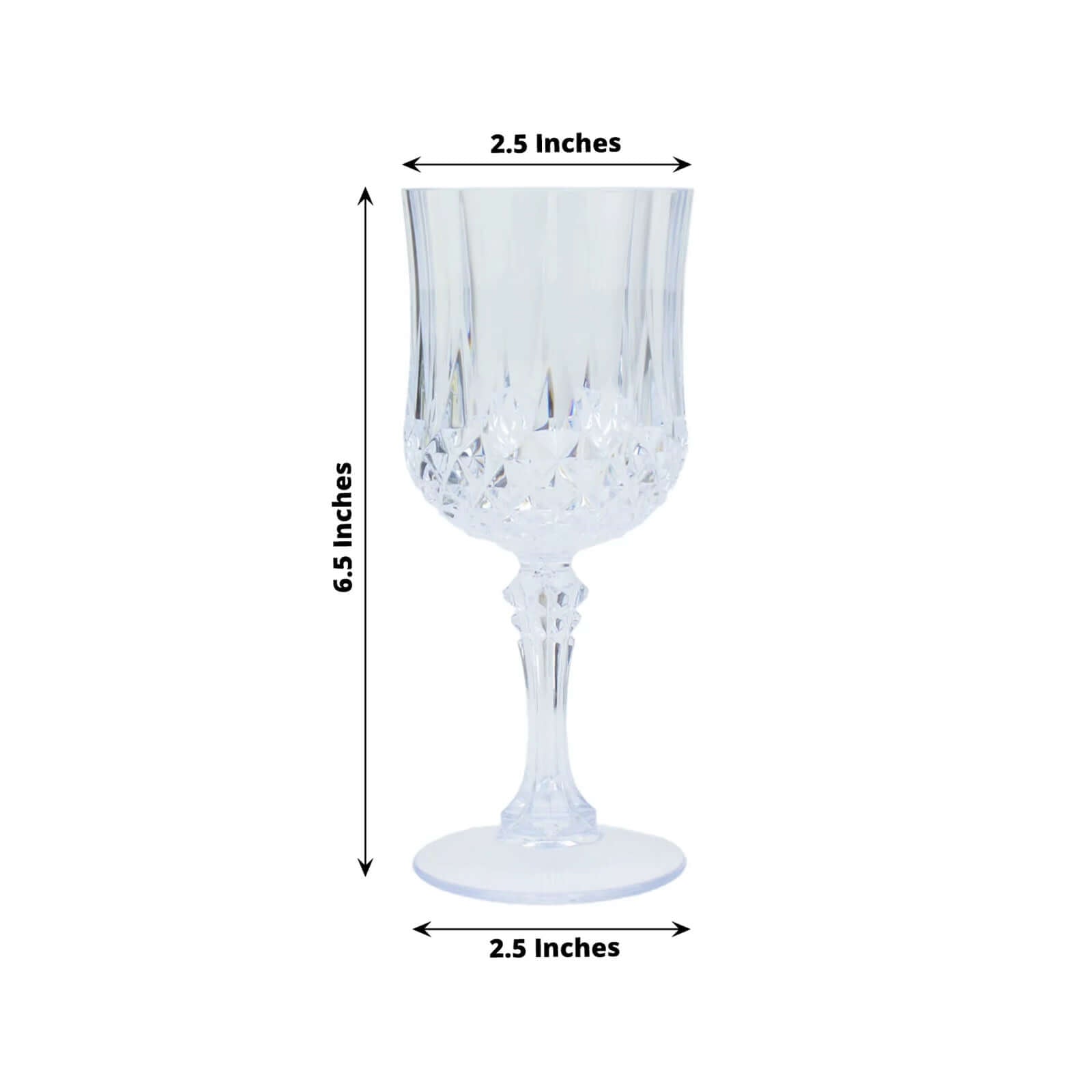 Amazing 6-Pack 8oz Shatterproof Clear Plastic Cocktail Goblets with Crystal Cut Design