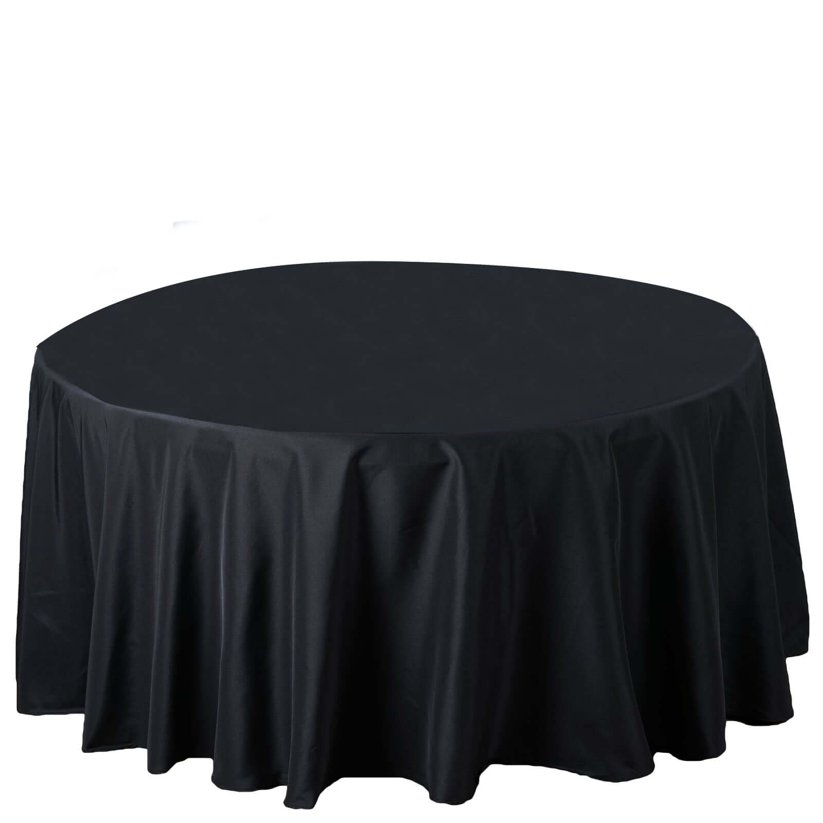 Exclusive Black 120-Inch Seamless Premium Polyester Round Tablecloth - Wrinkle-Resistant for Elegant Events