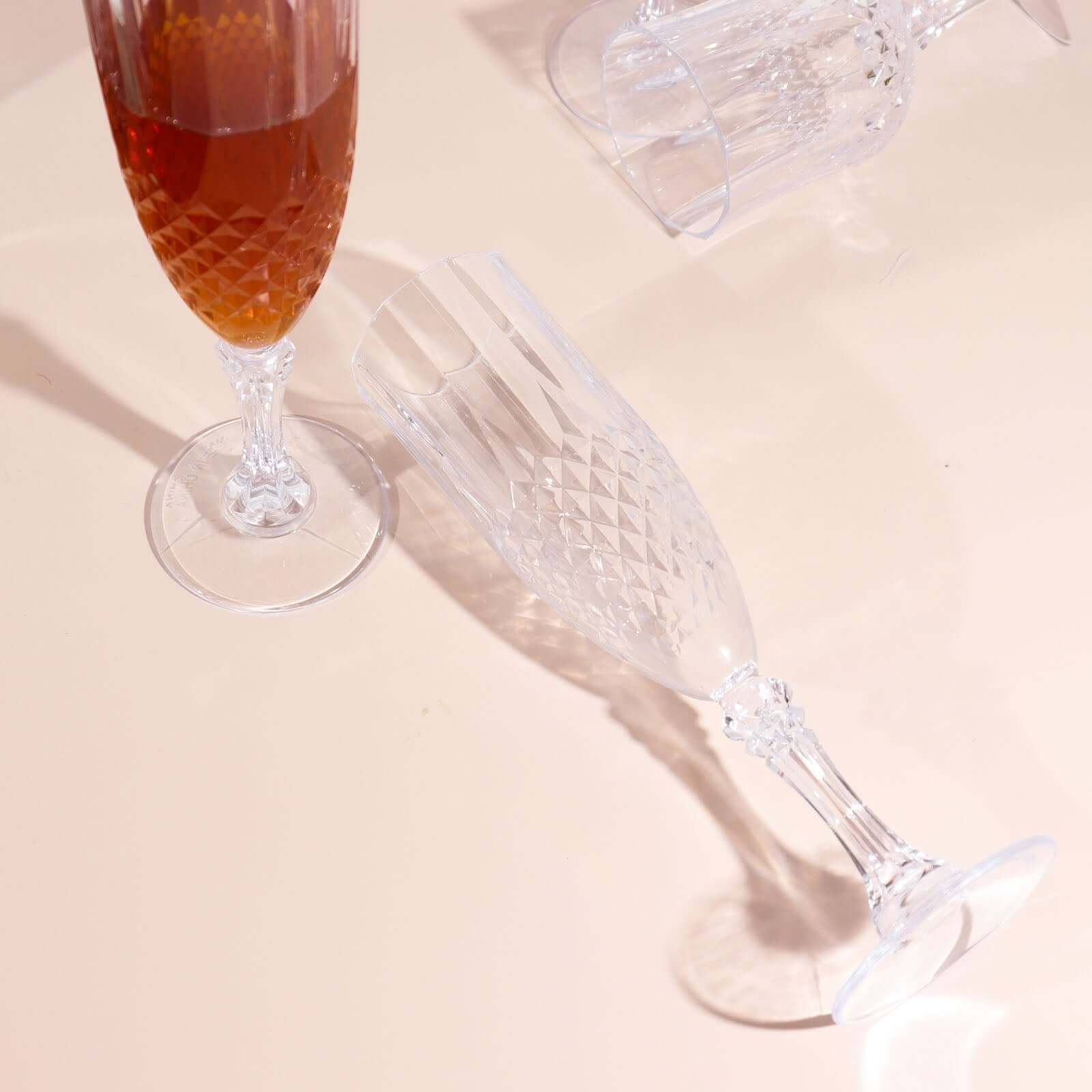 Get This 6-Pack of Reusable 8oz Clear Plastic Champagne Flutes with Crystal Cut Design