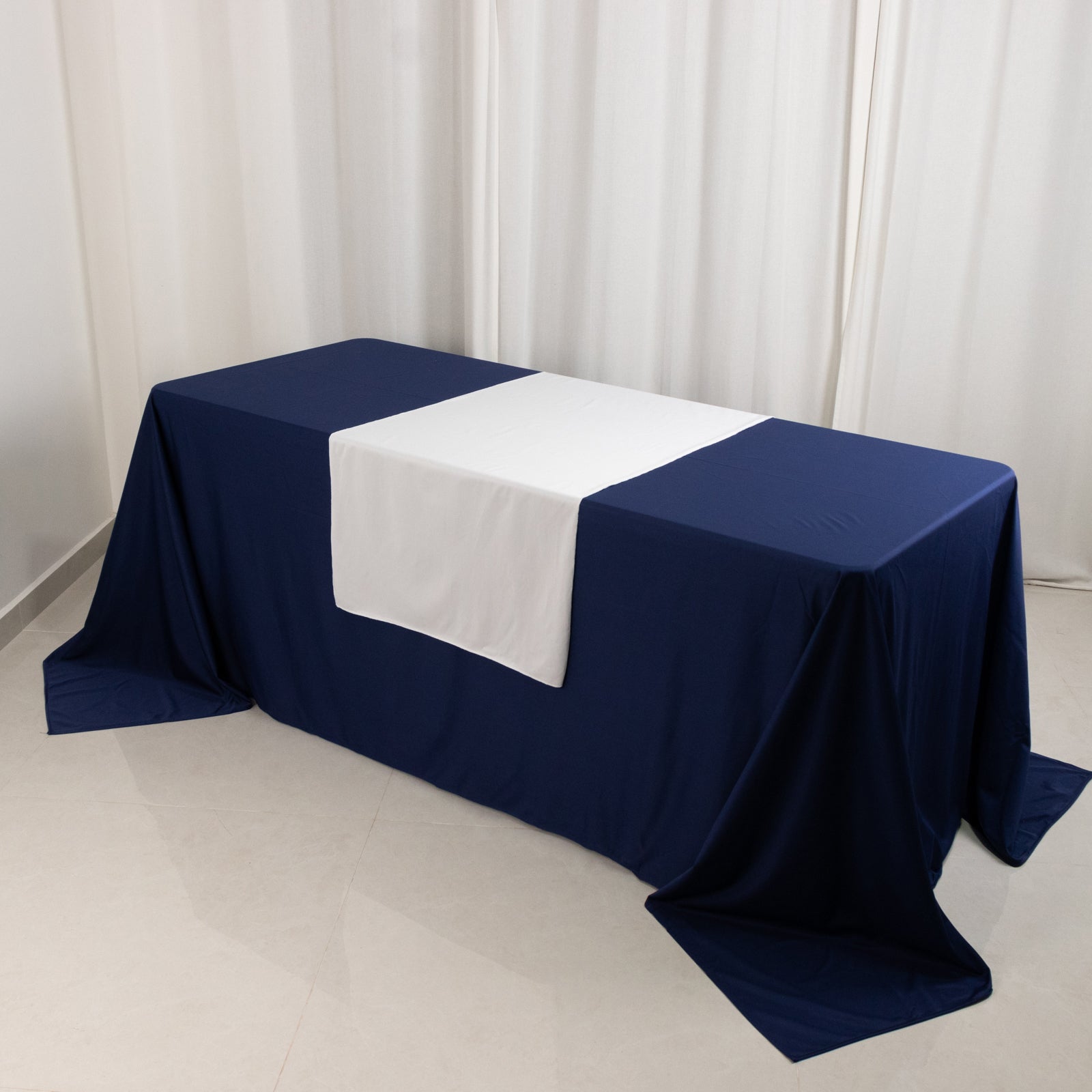 White Durable 24x72 Polyester Table Runner for Trade Shows