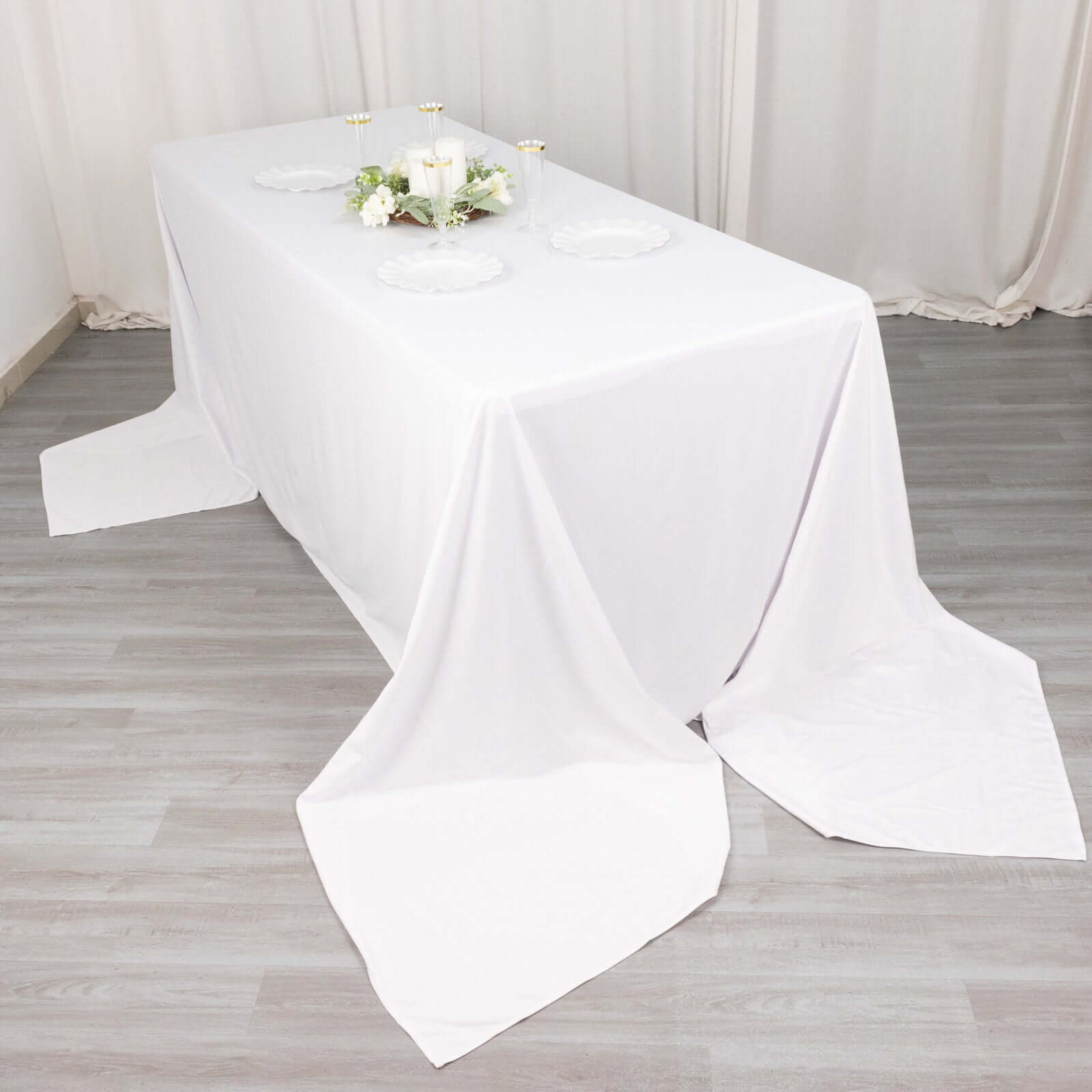 Premium Wrinkle-Free, Stain-Resistant White Scuba Tablecloth for Weddings & Parties