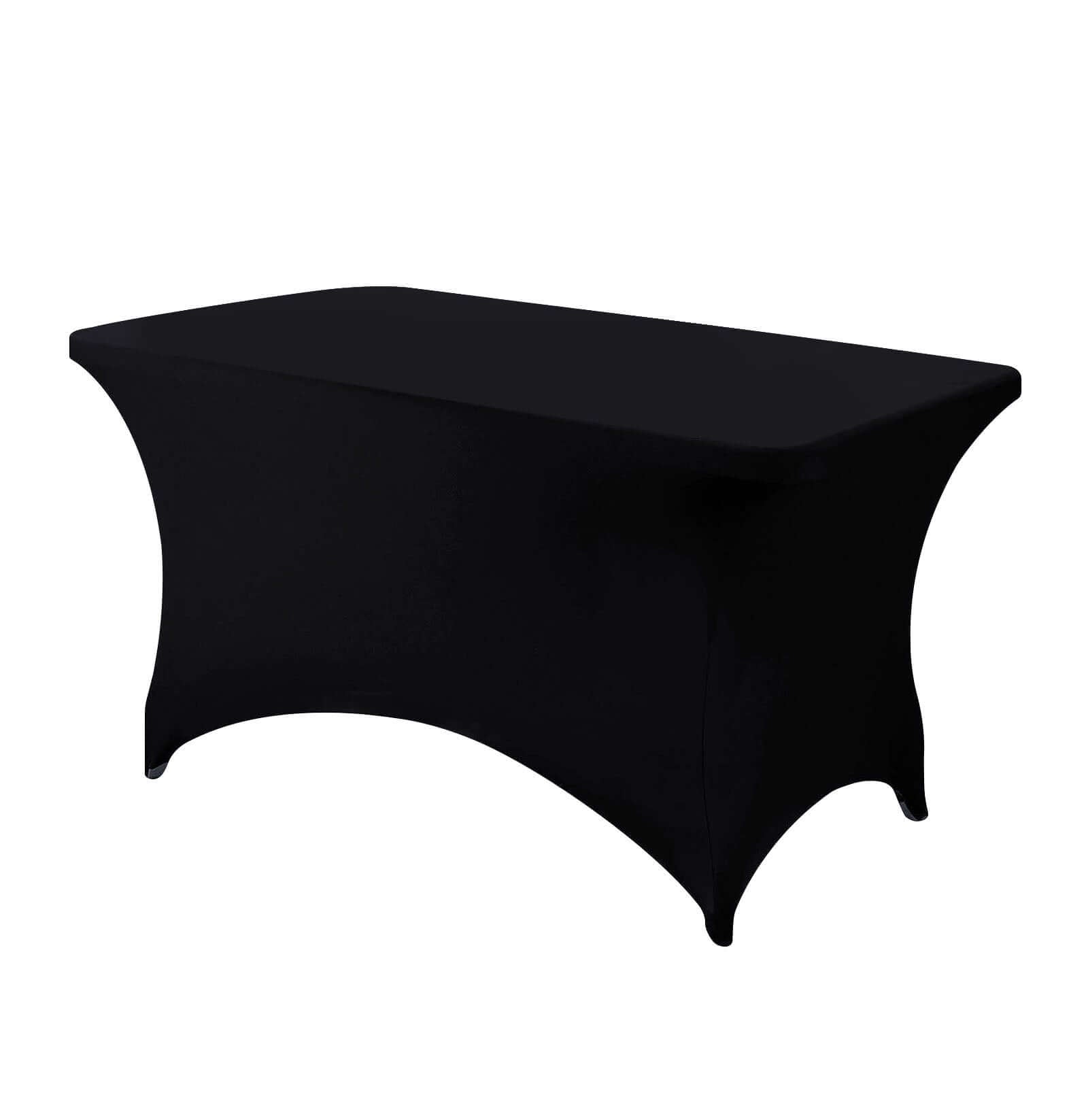 Black Durable Stretch Spandex Rectangle Tablecloth (48x30) - Ideal for Events
