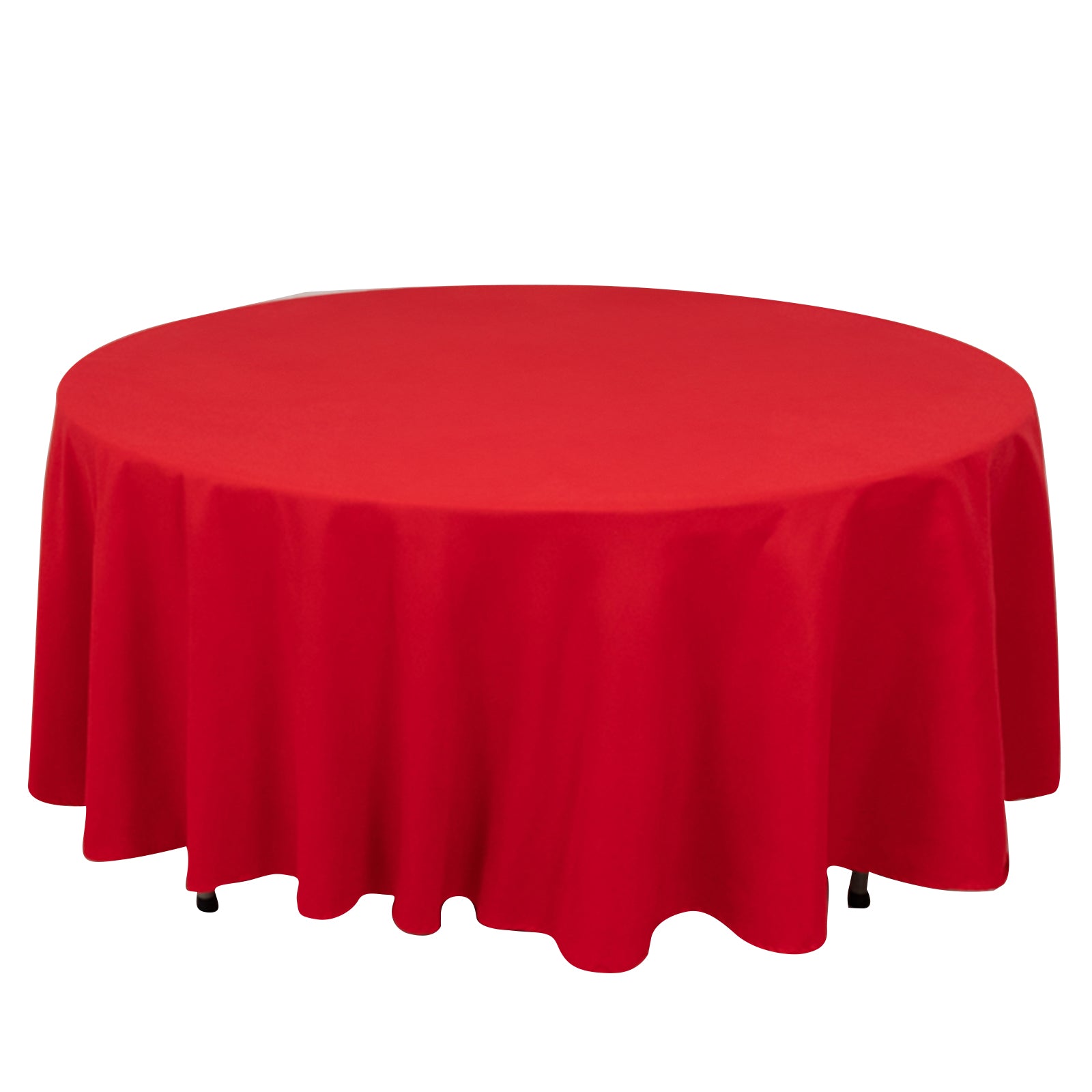 Red 108-Inch Wrinkle-Resistant Cotton Blend Round Tablecloth