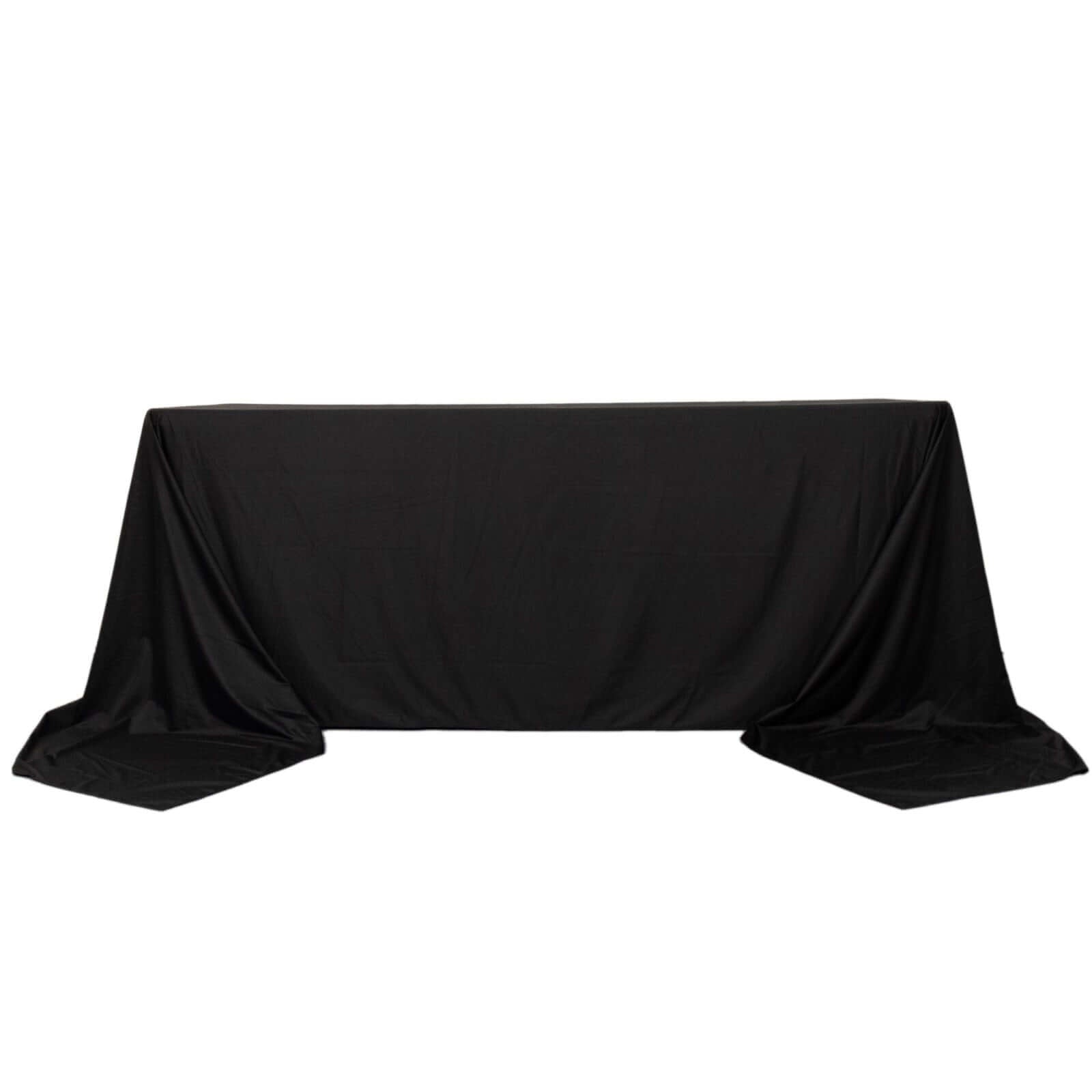 Black Premium Scuba 90x156 Wrinkle-Free, Stain-Resistant Rectangular Tablecloth for Weddings & Parties