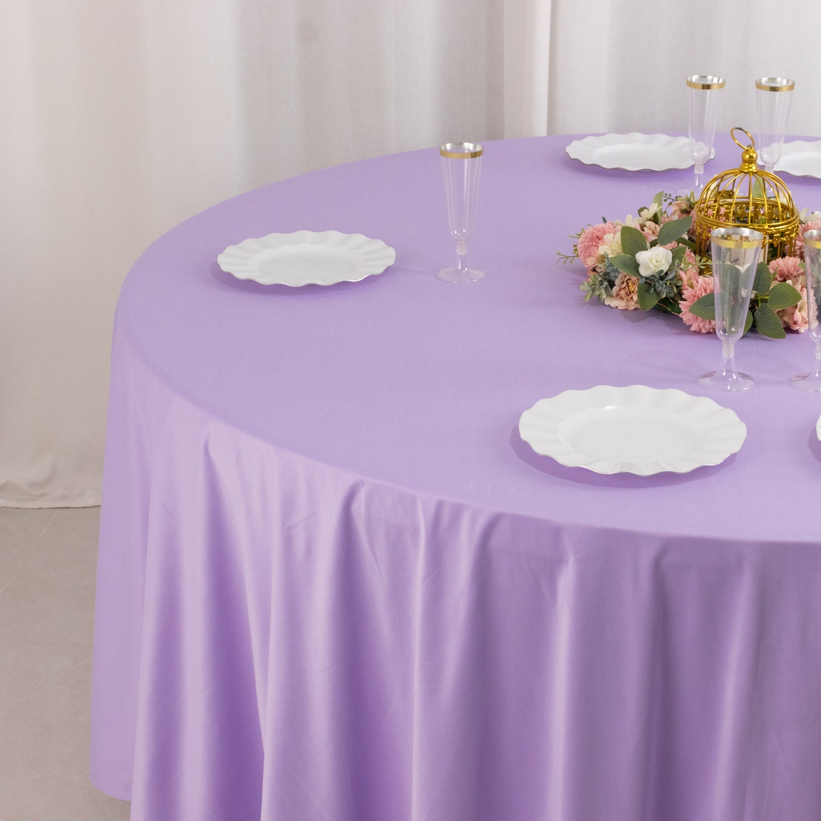 Lavender Lilac Premium 108' Round Scuba Tablecloth - Stain & Wrinkle Resistant