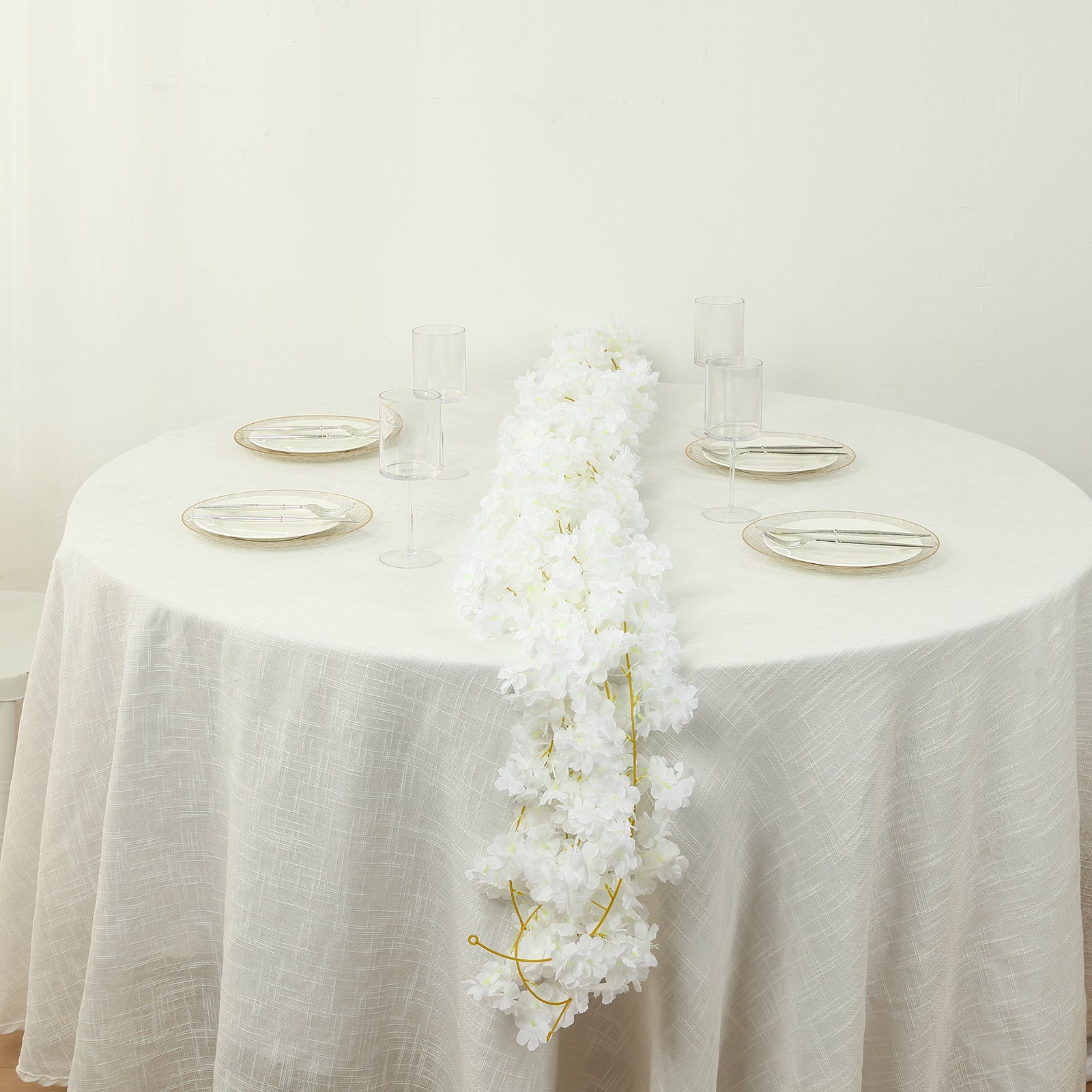 Hot Deal! 5-Piece Set of 6ft White Artificial Cherry Blossom Silk Floral Hanging Vines