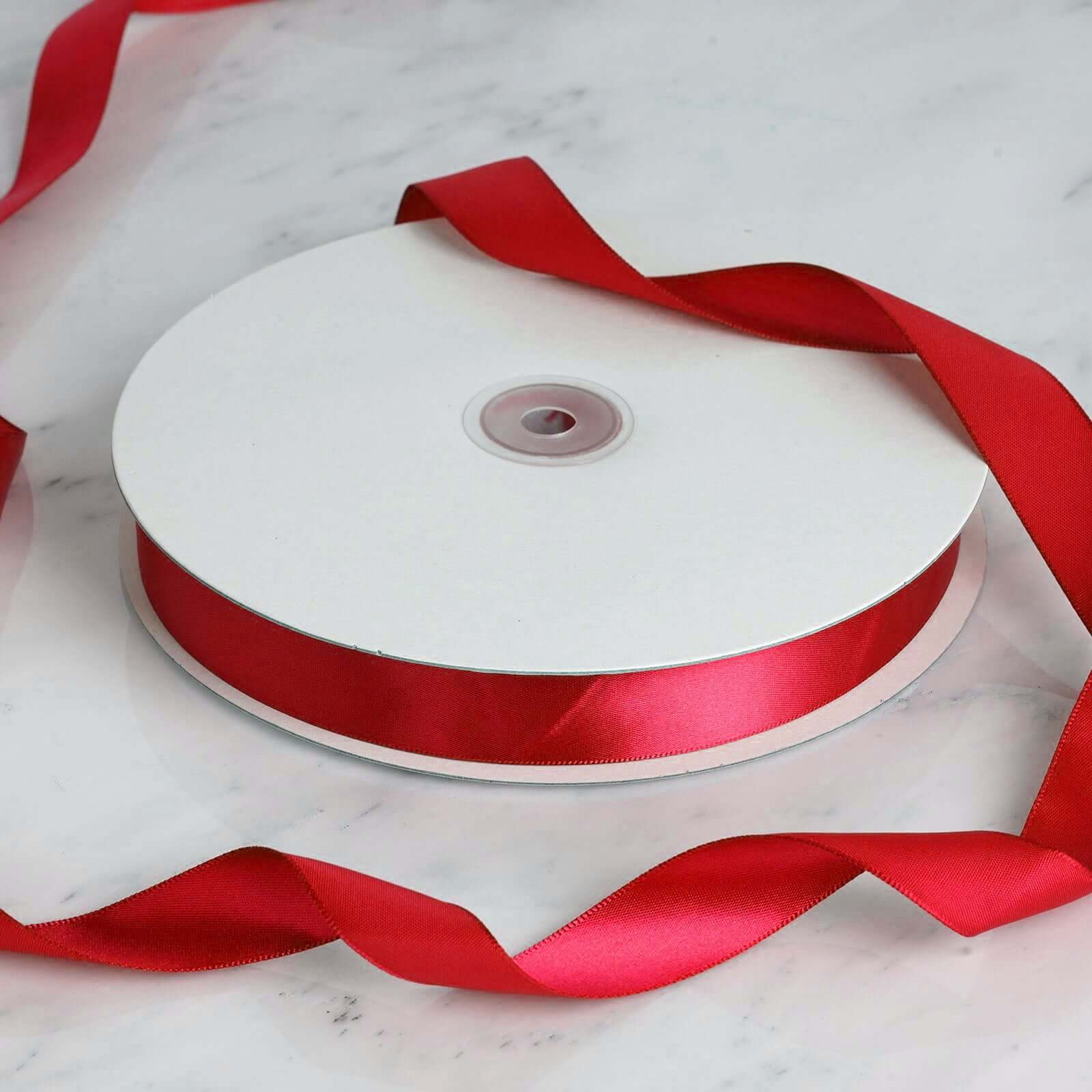 Hot Deal! 100-Yard 7/8 Red Single-Face Decorative Satin Ribbon
