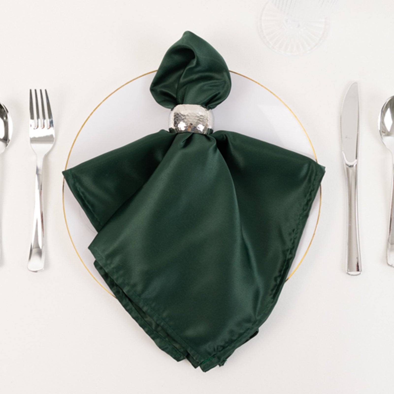 5-Pack Lamour Satin 20x20 Hunter Emerald Green Dinner Napkins - Soft Matte Finish