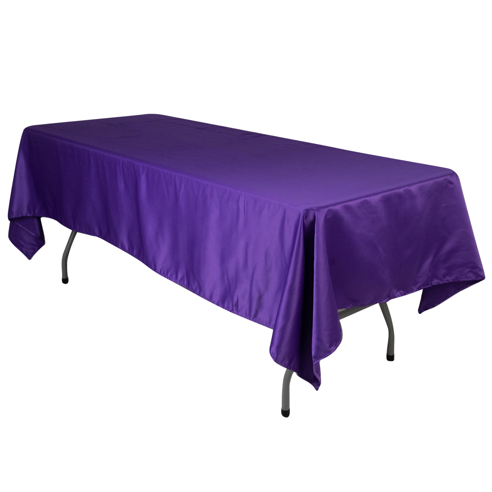 Purple Lamour Satin 60x102 Rectangle Tablecloth - Durable & Silky Soft, Ideal for Events