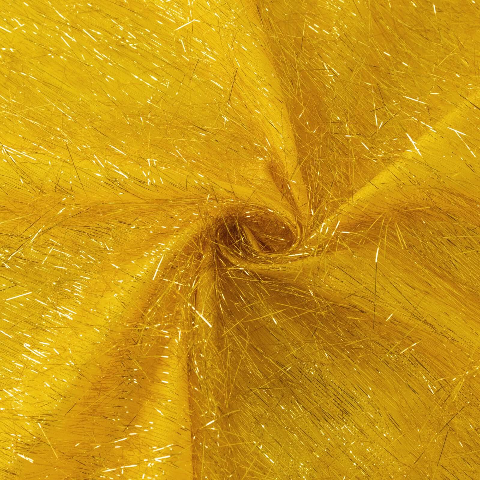 120-Inch Round Gold Polyester Tablecloth with Metallic Fringe for Weddings and Events